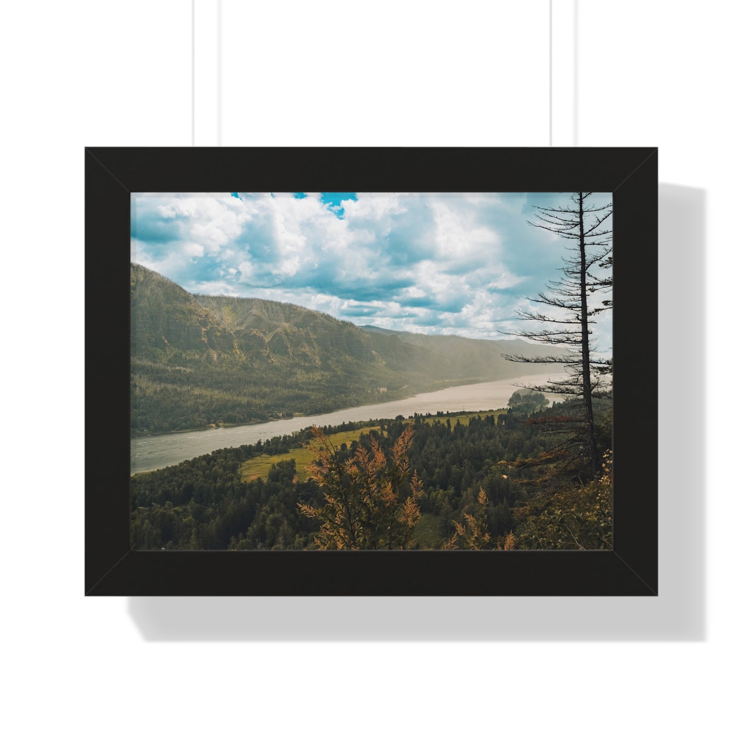 Washington - Beacon Rock Overlook - Framed Horizontal Poster