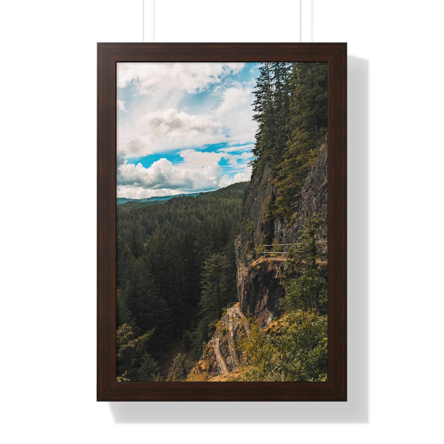 Washington - Beacon Rock View Point - Framed Vertical Poster