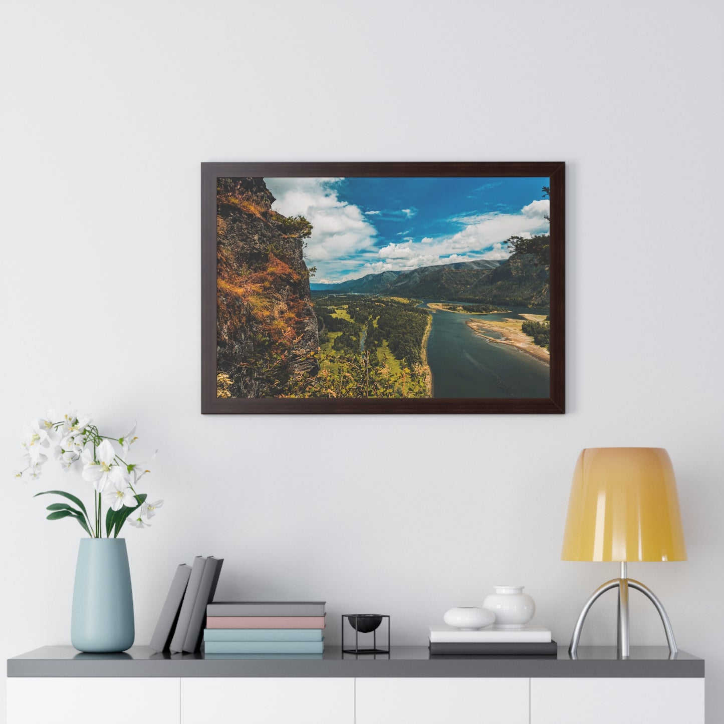 Washington - Beacon Rock - Framed Horizontal Poster