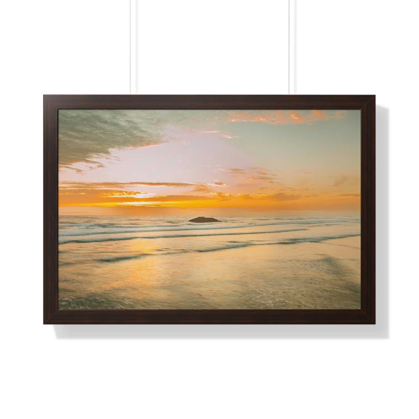 Oregon - Hug Point Sunset - Framed Horizontal Poster