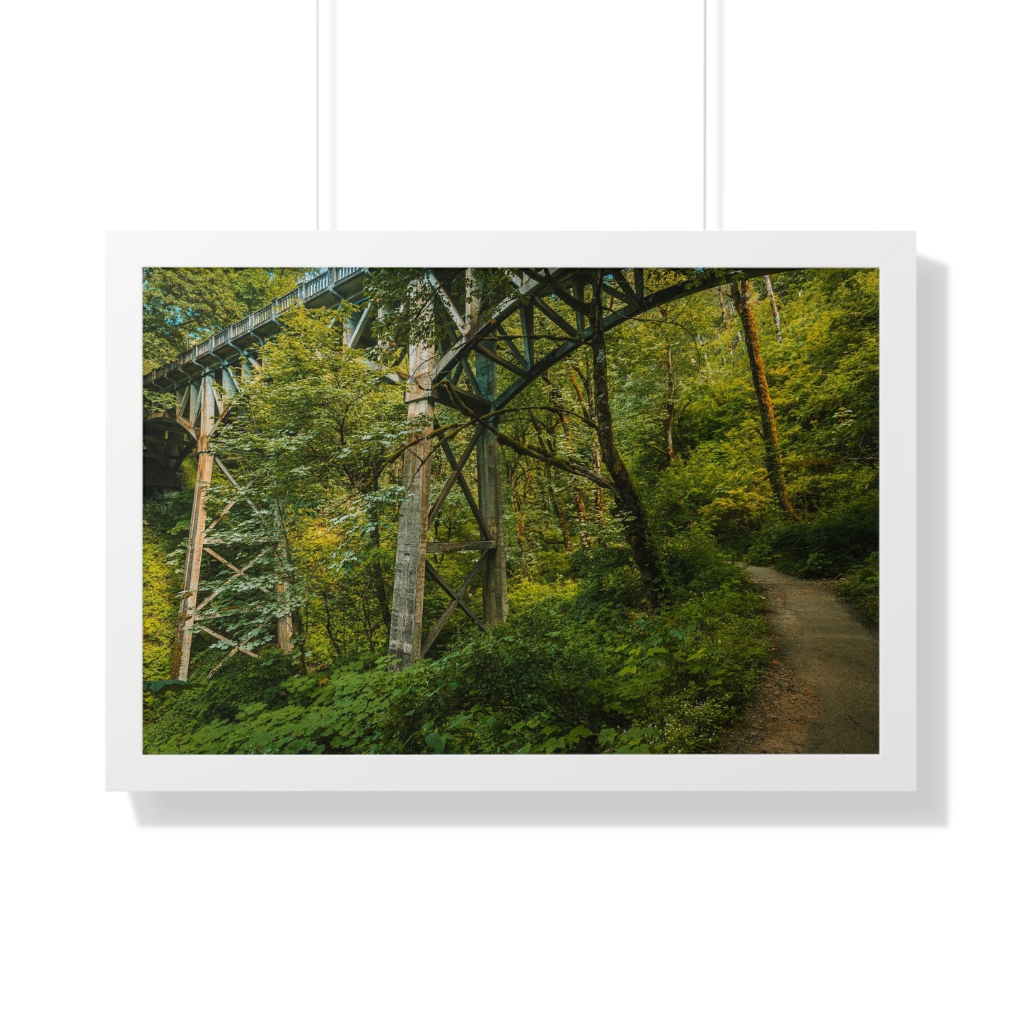 Oregon - Latourell Falls Bridge Trail - Framed Horizontal Poster