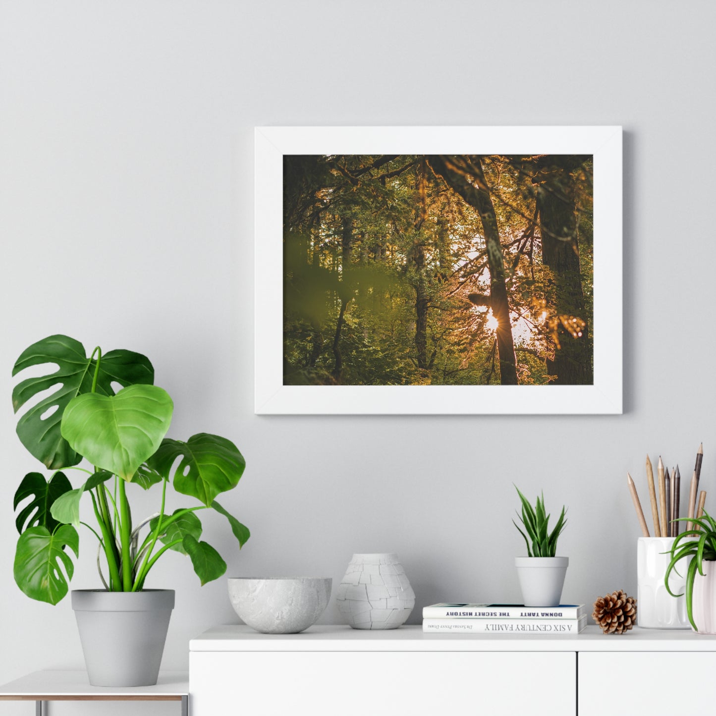 Oregon - Latourell Falls Sunset - Framed Horizontal Poster
