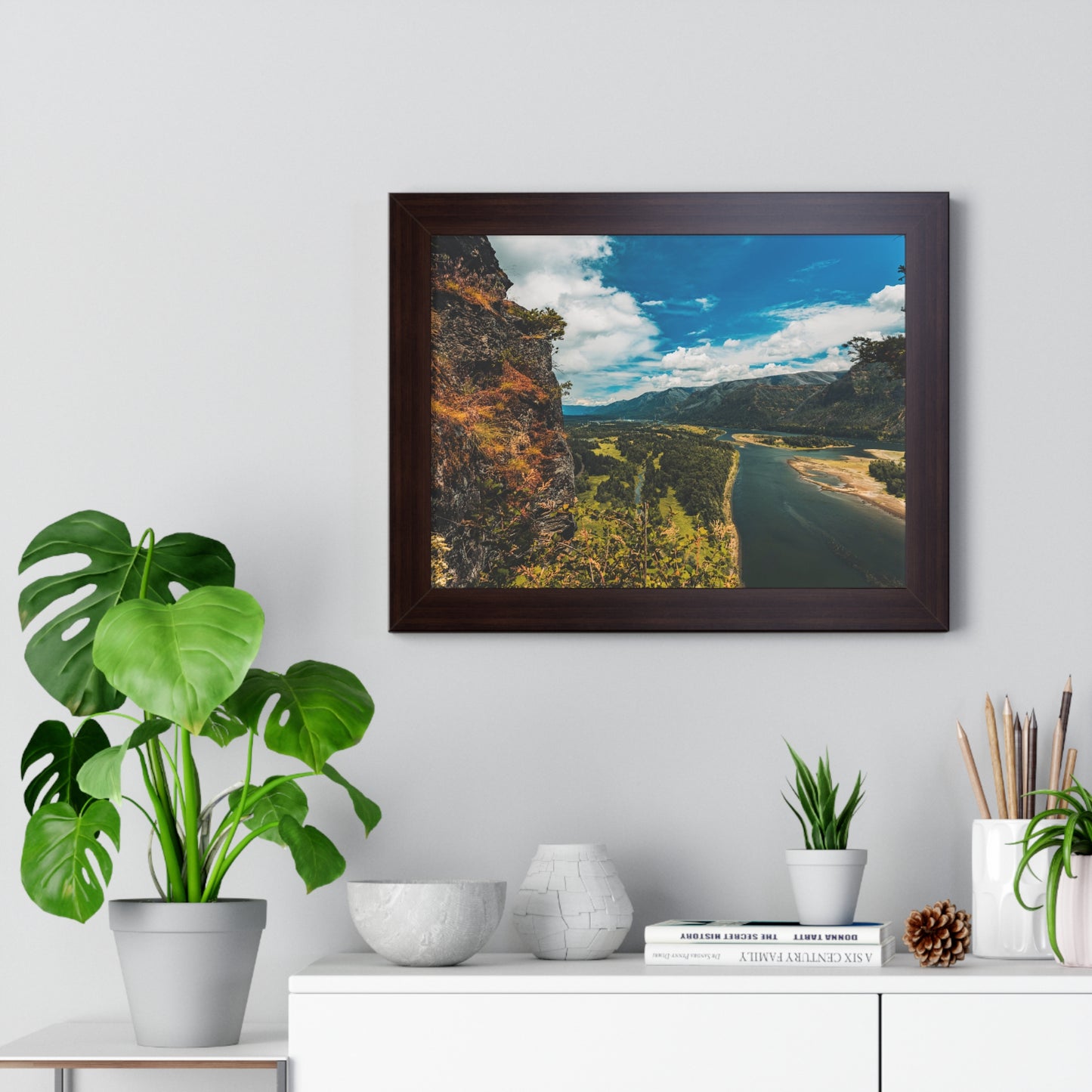 Washington - Beacon Rock - Framed Horizontal Poster
