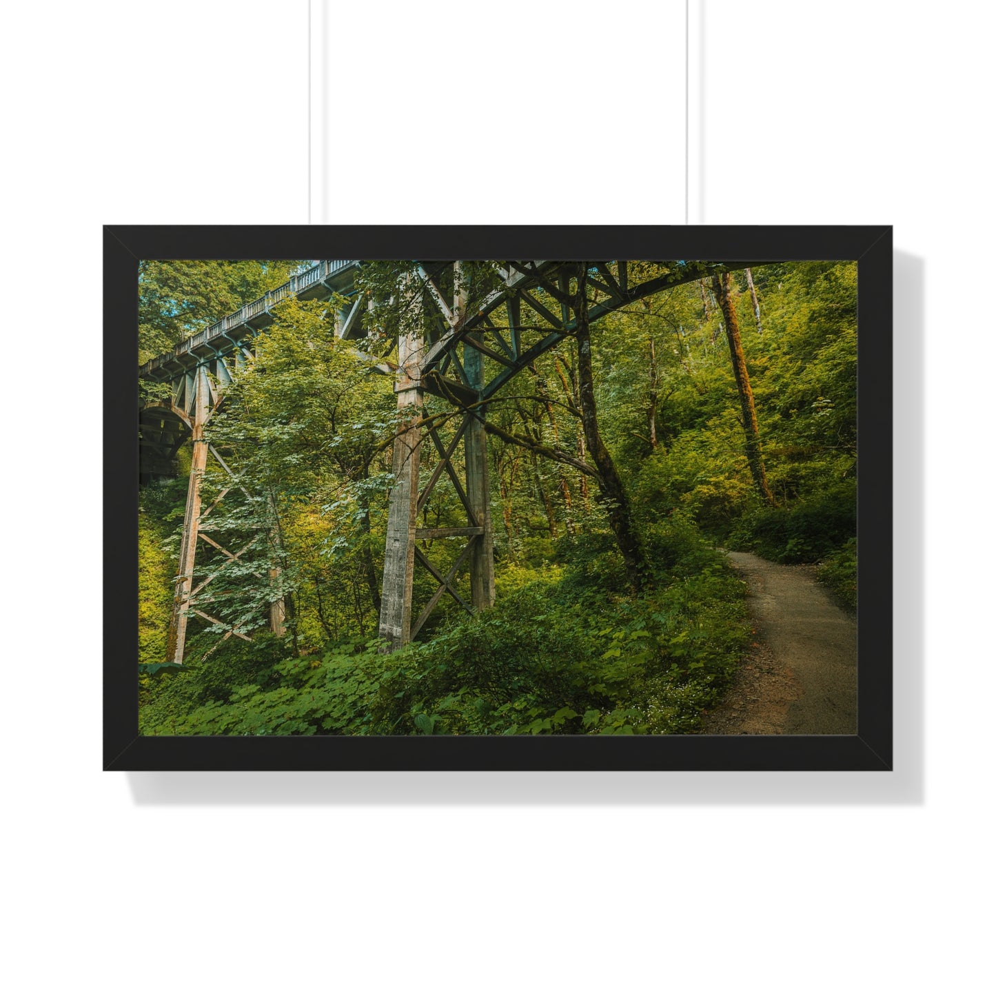 Oregon - Latourell Falls Bridge Trail - Framed Horizontal Poster