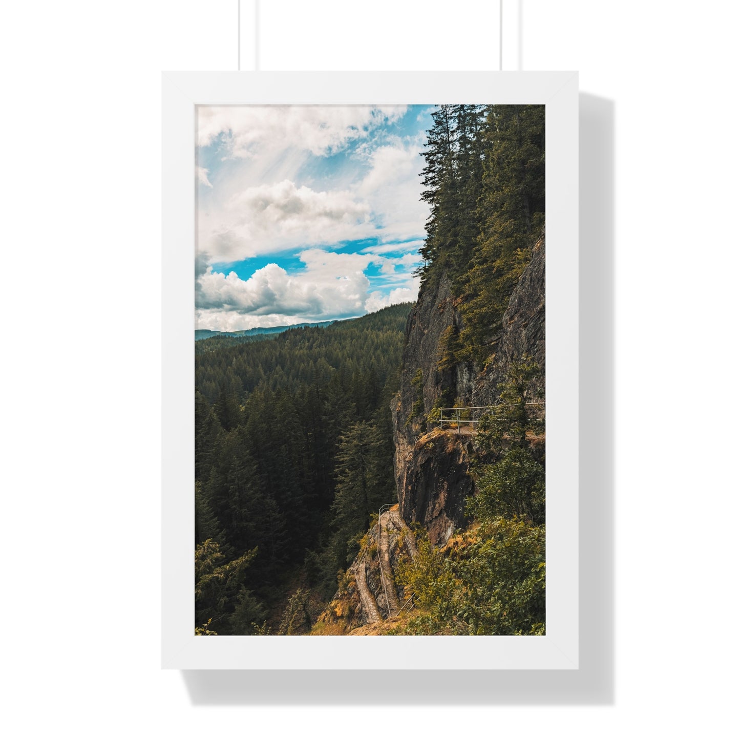 Washington - Beacon Rock View Point - Framed Vertical Poster