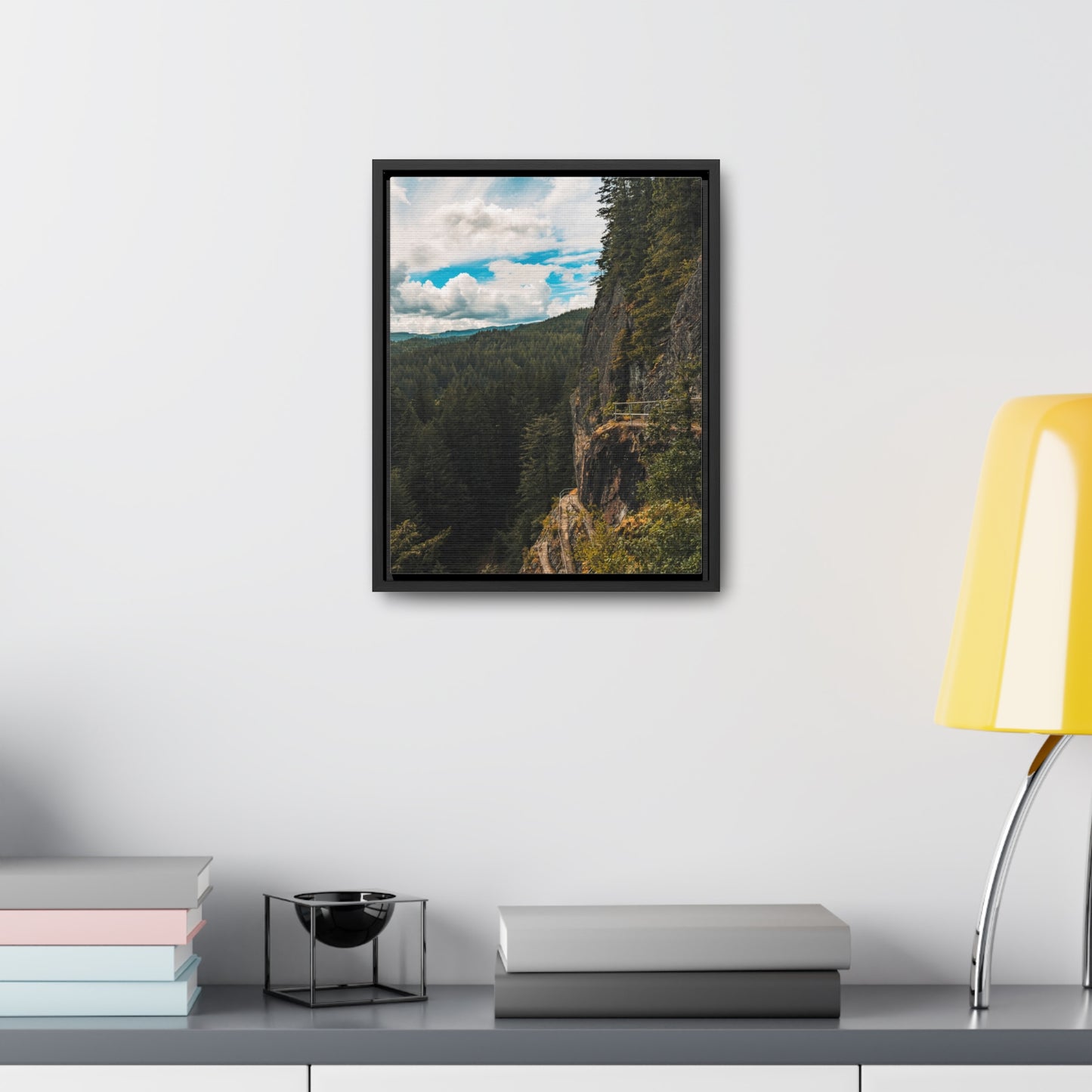 Washington - Beacon Rock View Point - Gallery Canvas Wraps, Vertical Frame