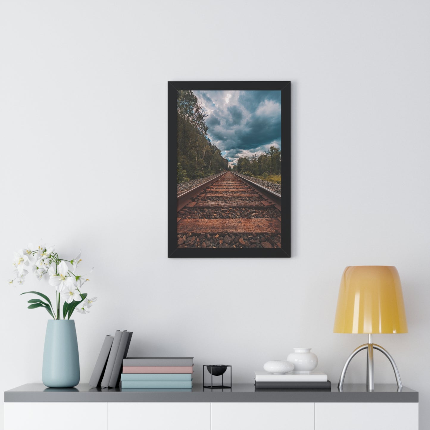 Oregon Train Tracks - Framed Vertical Poster