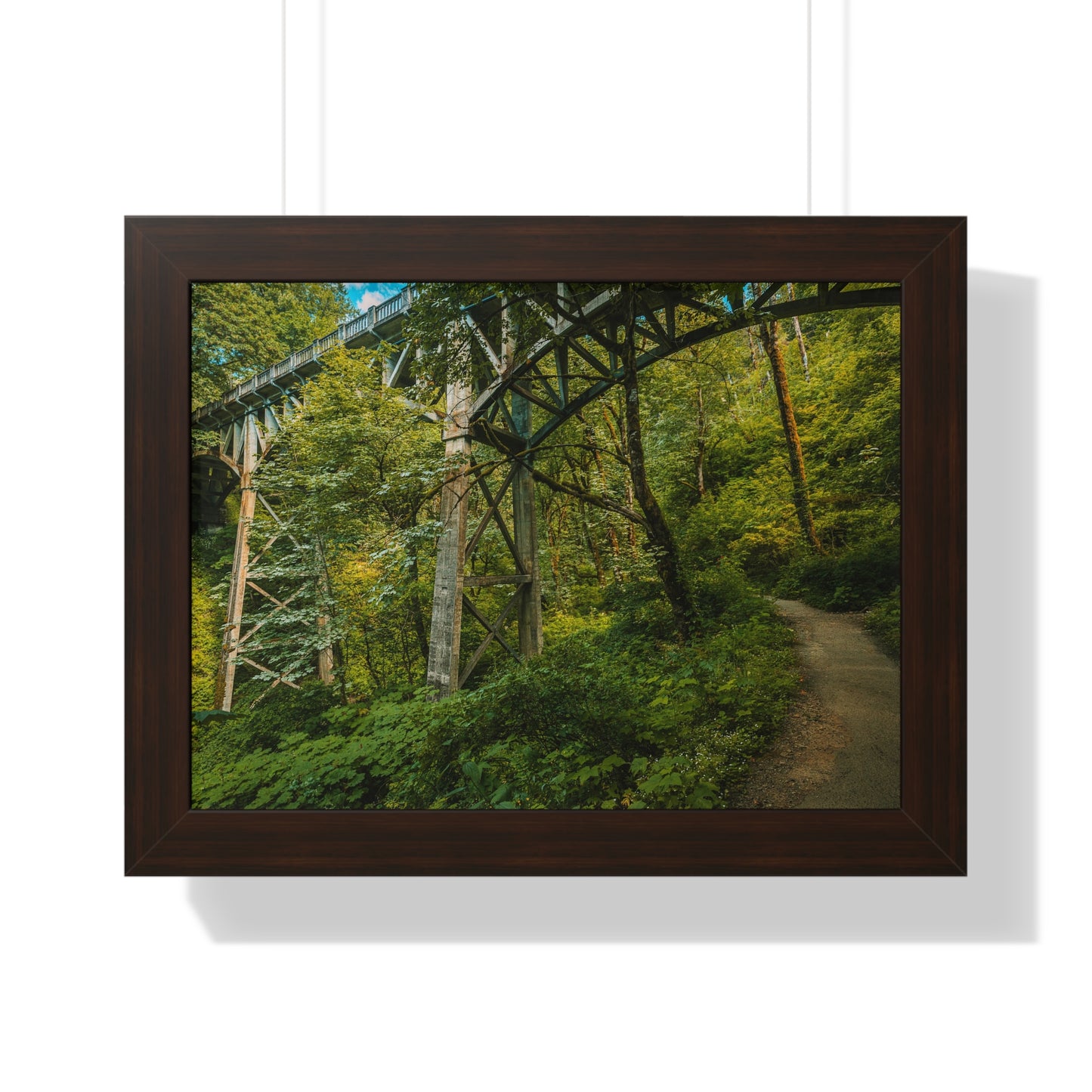 Oregon - Latourell Falls Bridge Trail - Framed Horizontal Poster