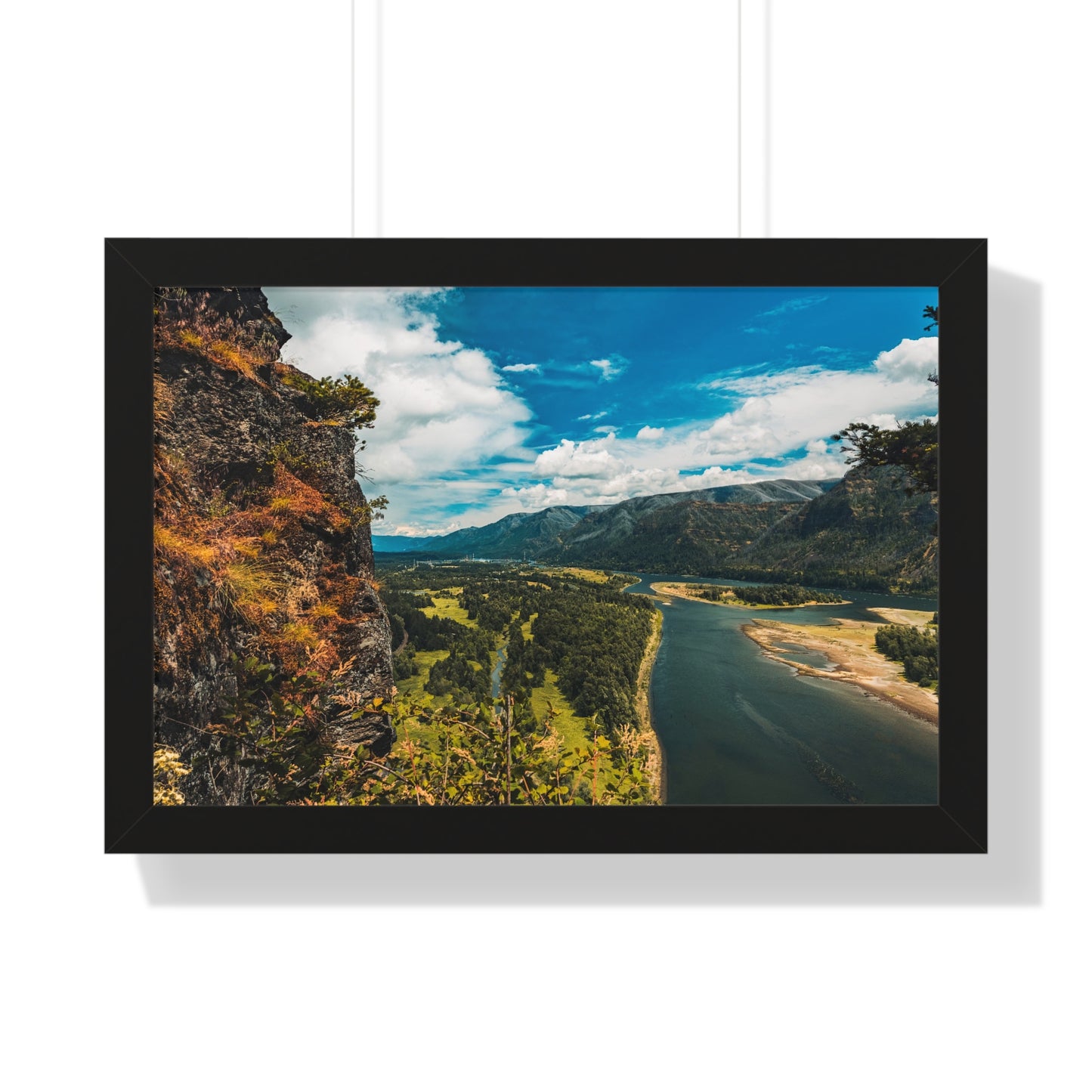 Washington - Beacon Rock - Framed Horizontal Poster
