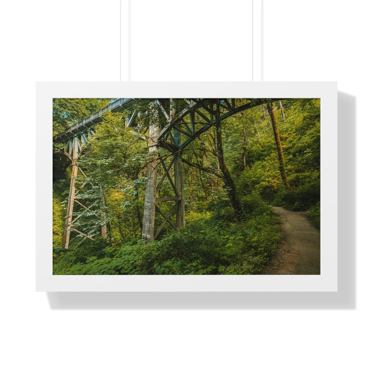 Oregon - Latourell Falls Bridge Trail - Framed Horizontal Poster