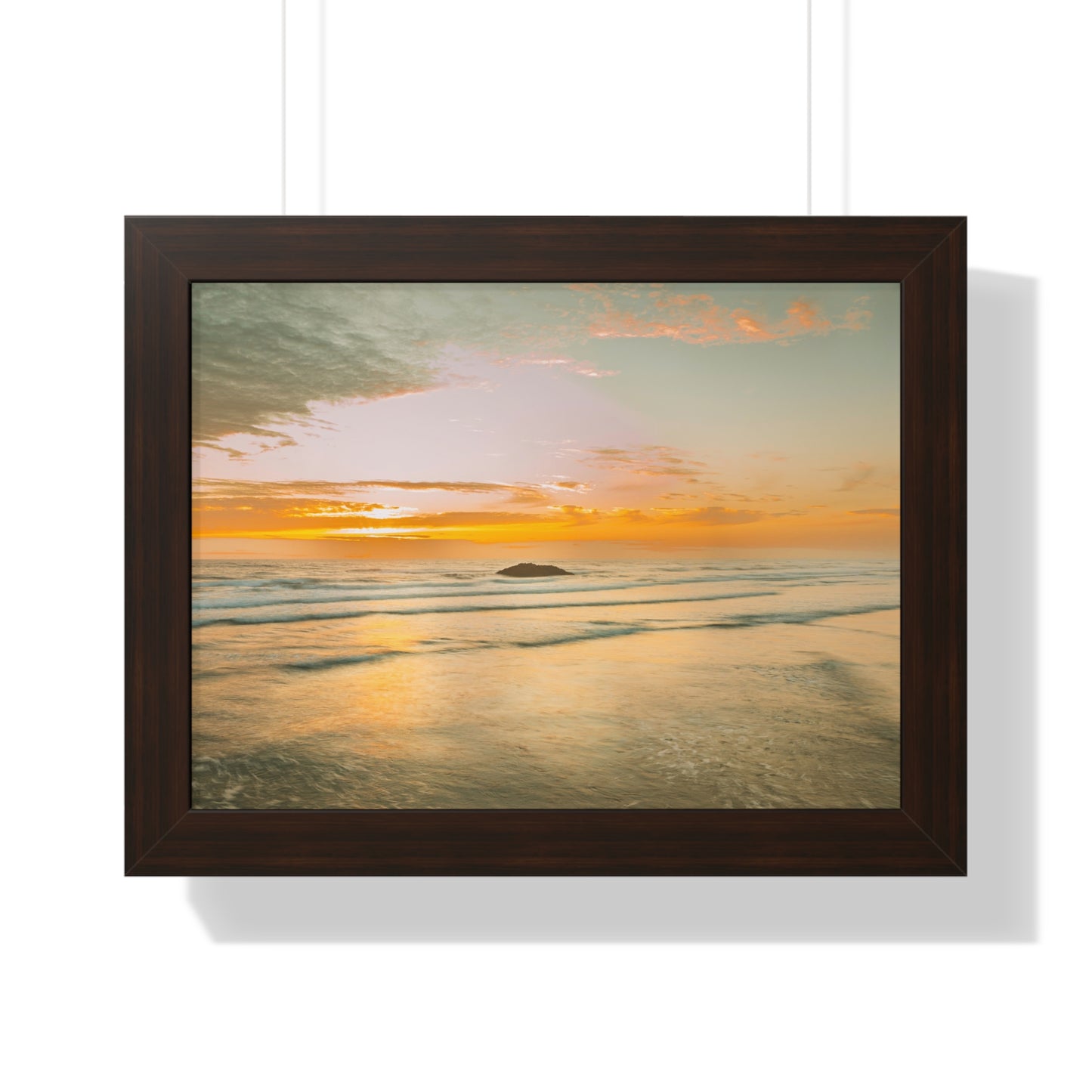 Oregon - Hug Point Sunset - Framed Horizontal Poster