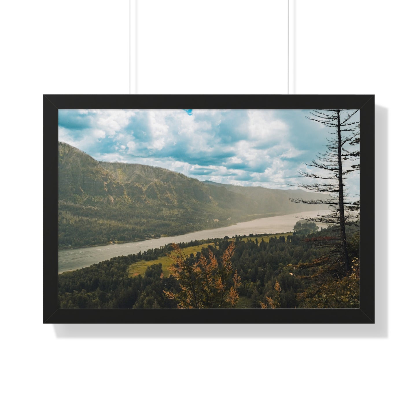 Washington - Beacon Rock Overlook - Framed Horizontal Poster