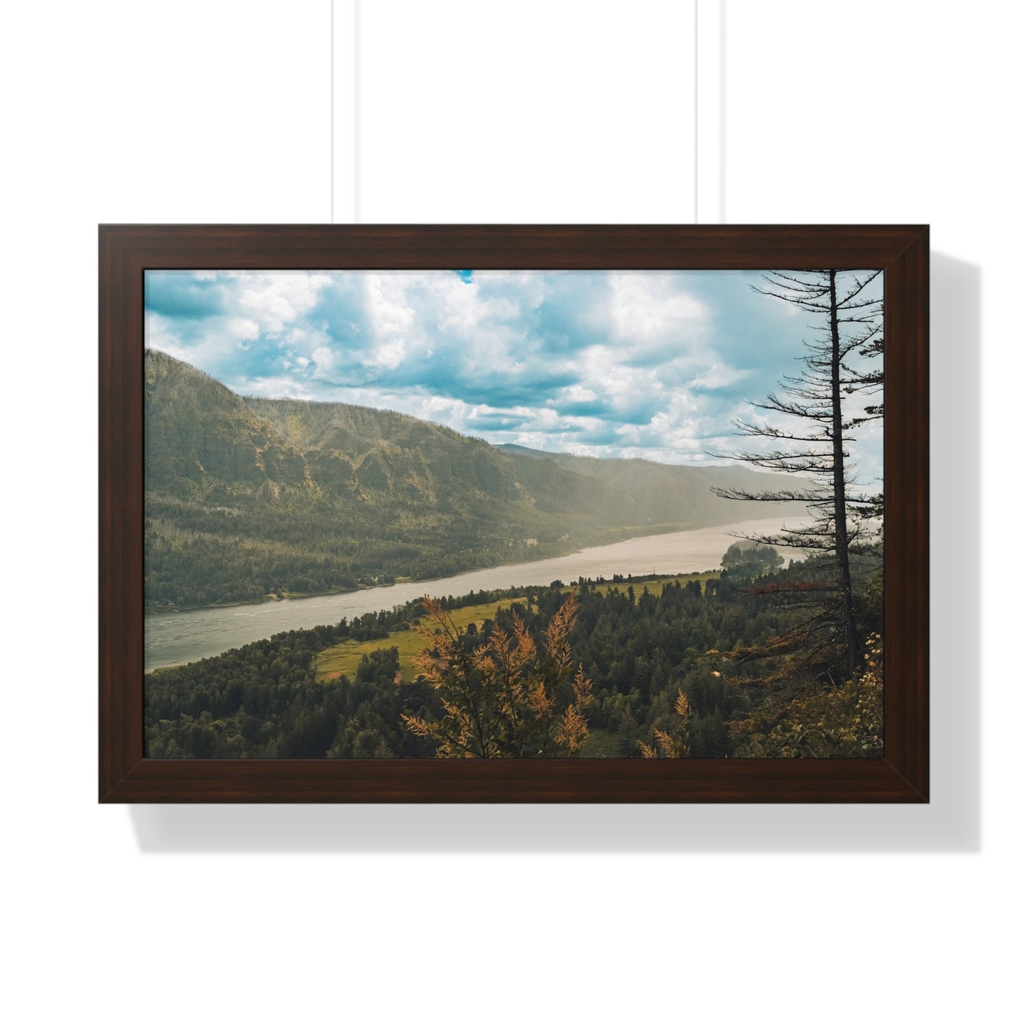 Washington - Beacon Rock Overlook - Framed Horizontal Poster