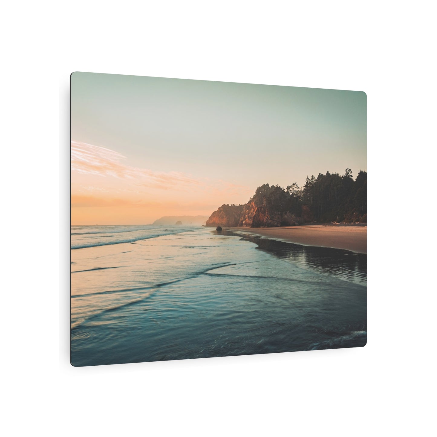 Oregon - Hug Point Sunset - Metal Art Sign