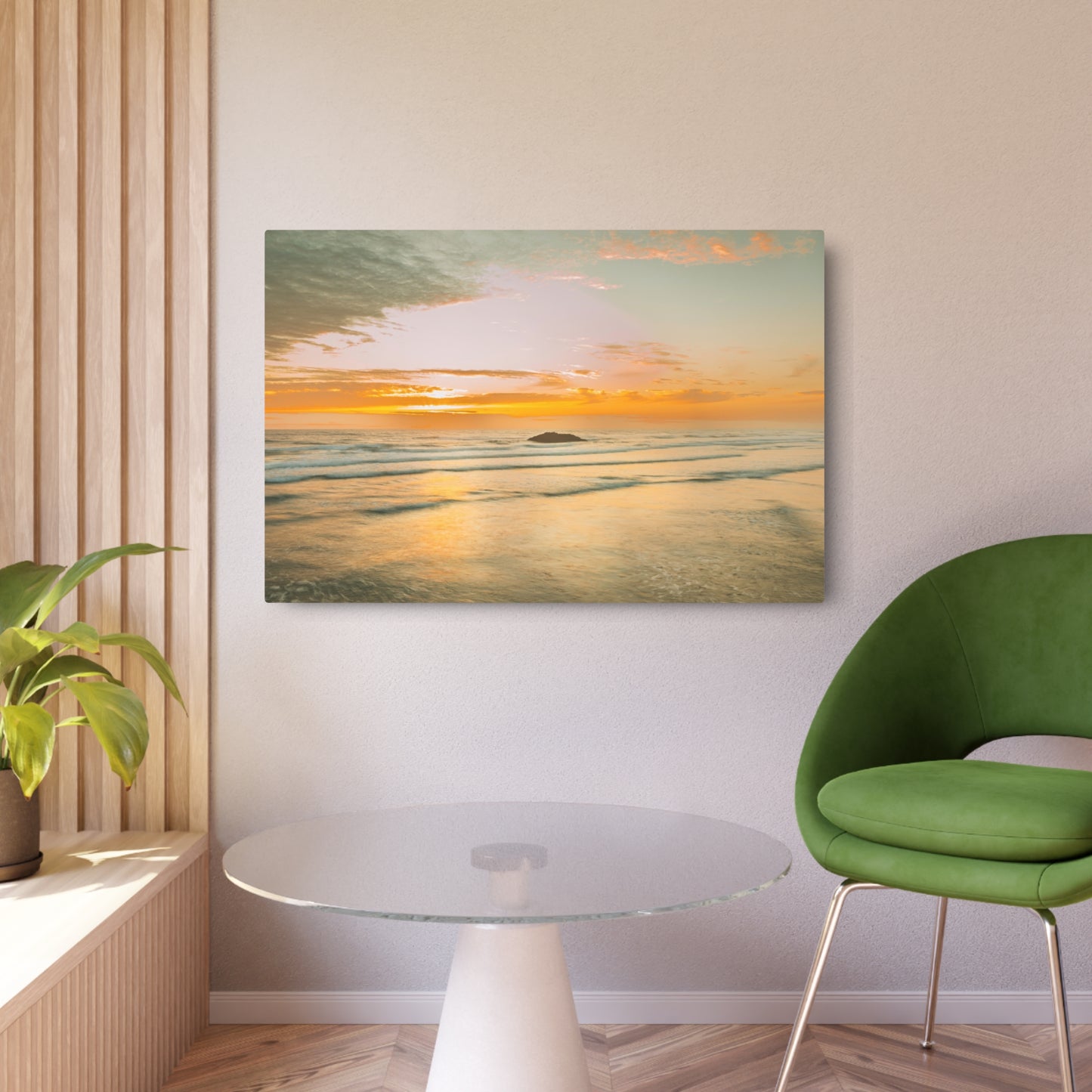 Oregon - Hug Point Sunset - Metal Art Sign