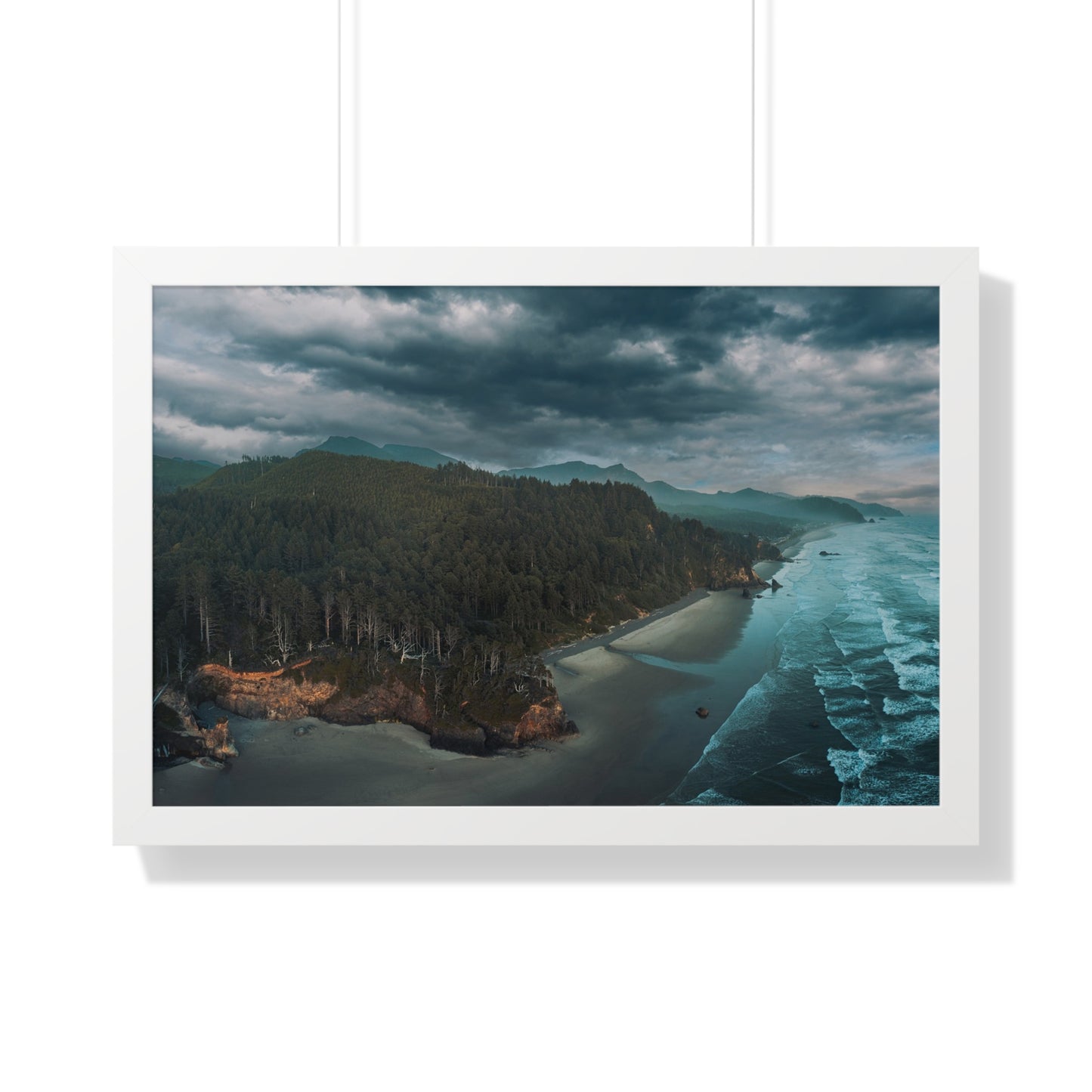 Oregon - Hug Point Sky View - Framed Horizontal Poster