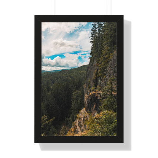 Washington - Beacon Rock View Point - Framed Vertical Poster