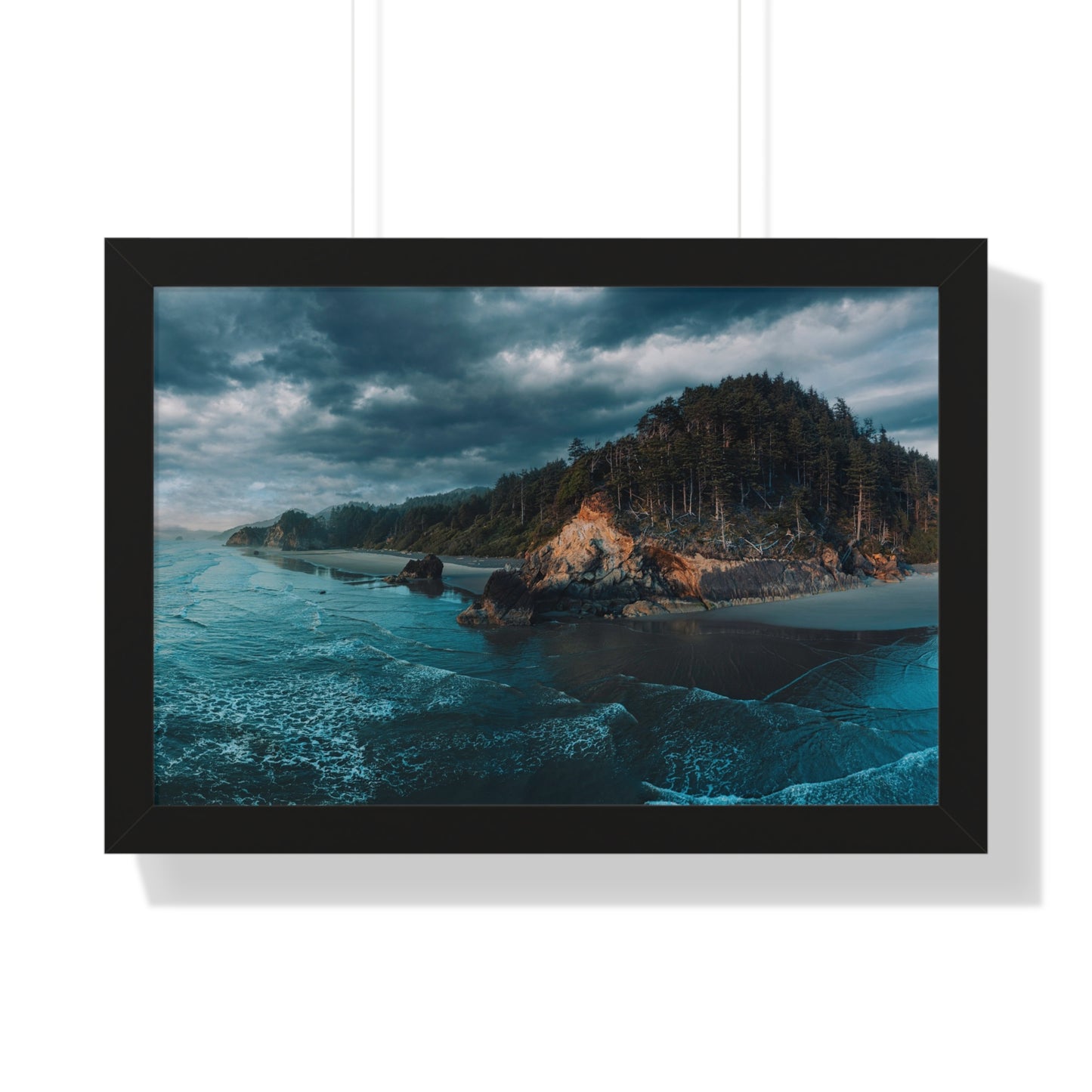 Oregon - Hug Point View - Framed Horizontal Poster