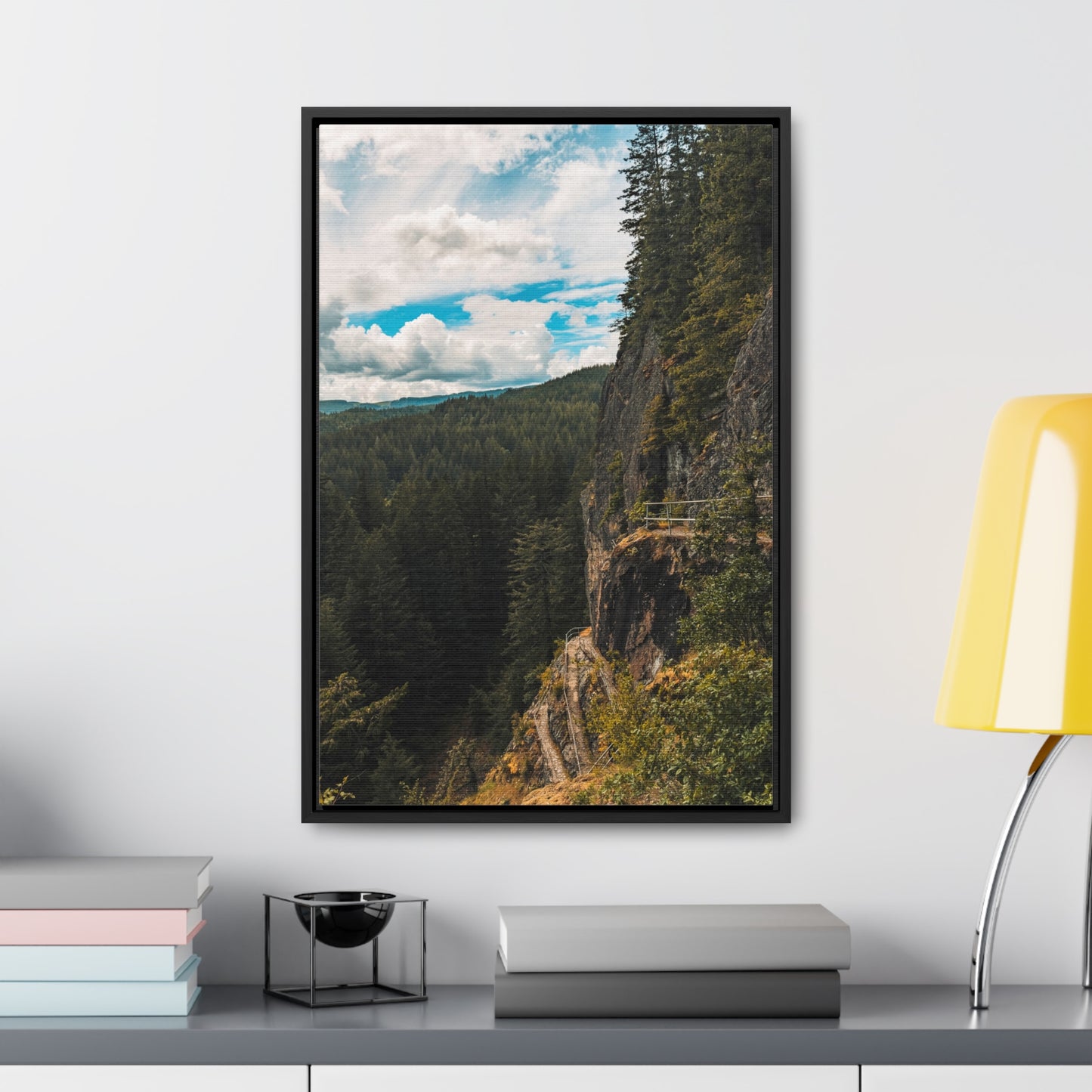 Washington - Beacon Rock View Point - Gallery Canvas Wraps, Vertical Frame