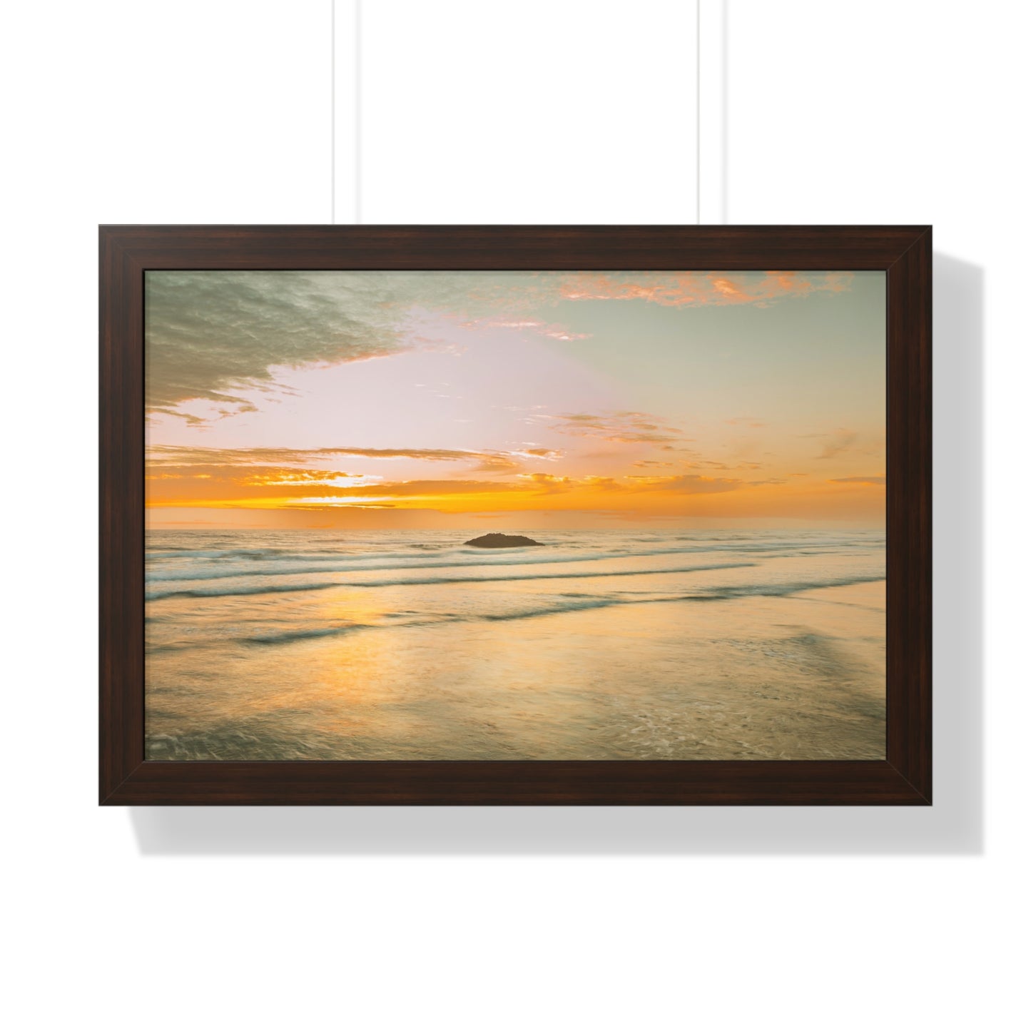 Oregon - Hug Point Sunset - Framed Horizontal Poster