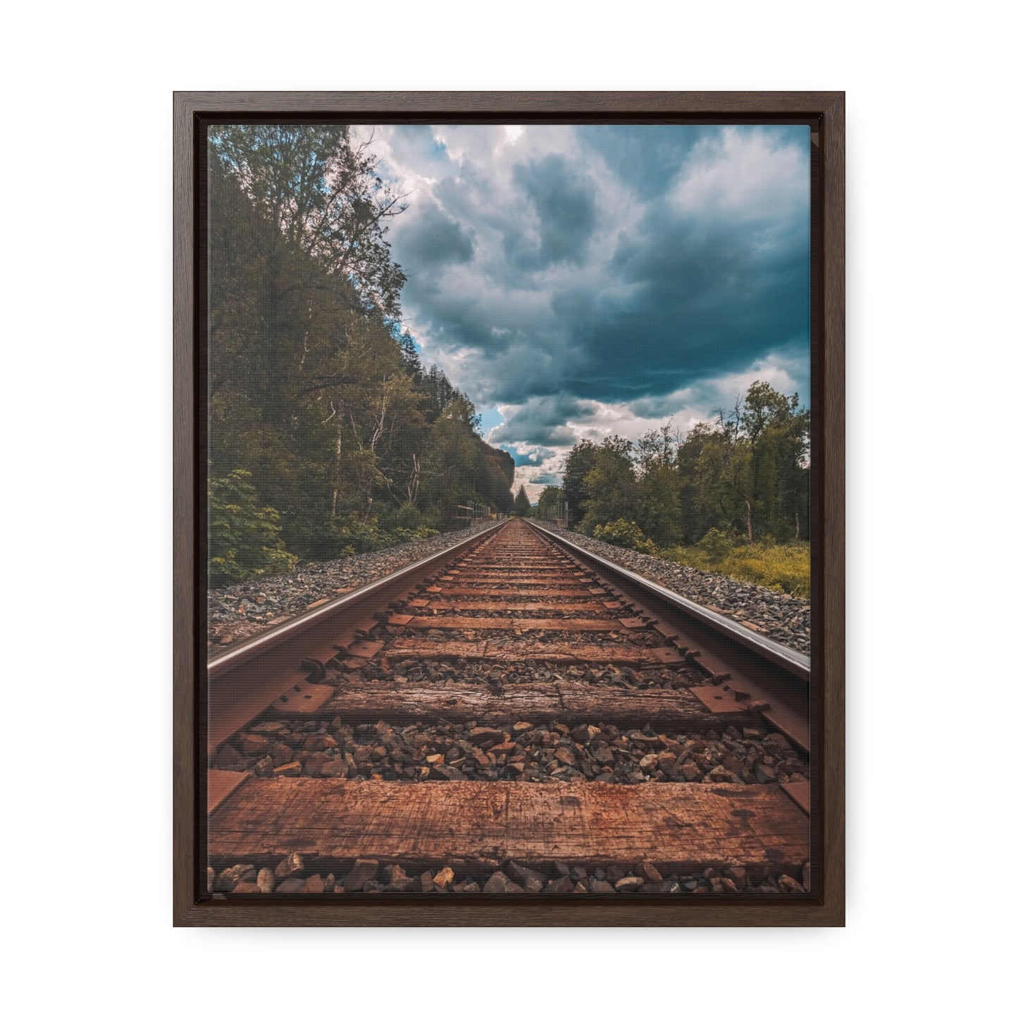 Oregon Train Tracks - Gallery Canvas Wraps, Vertical Frame