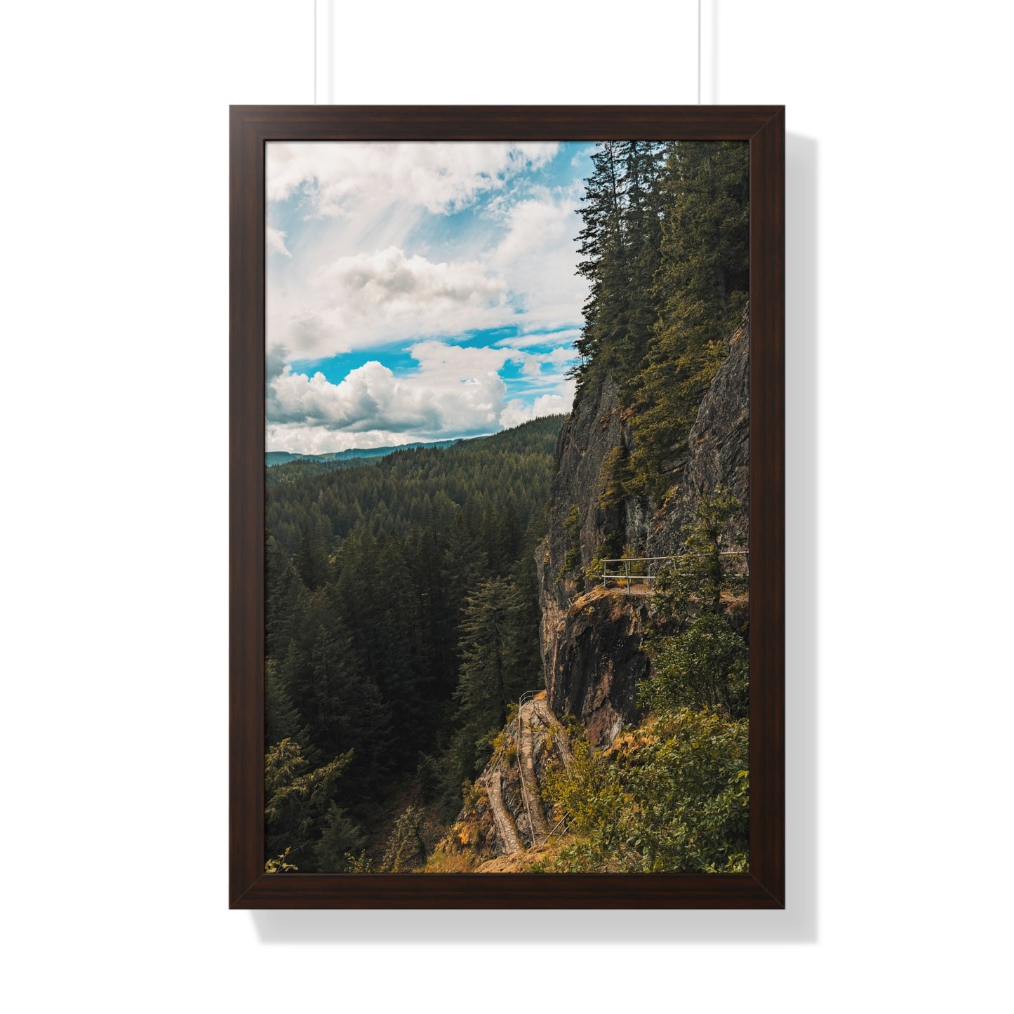 Washington - Beacon Rock View Point - Framed Vertical Poster