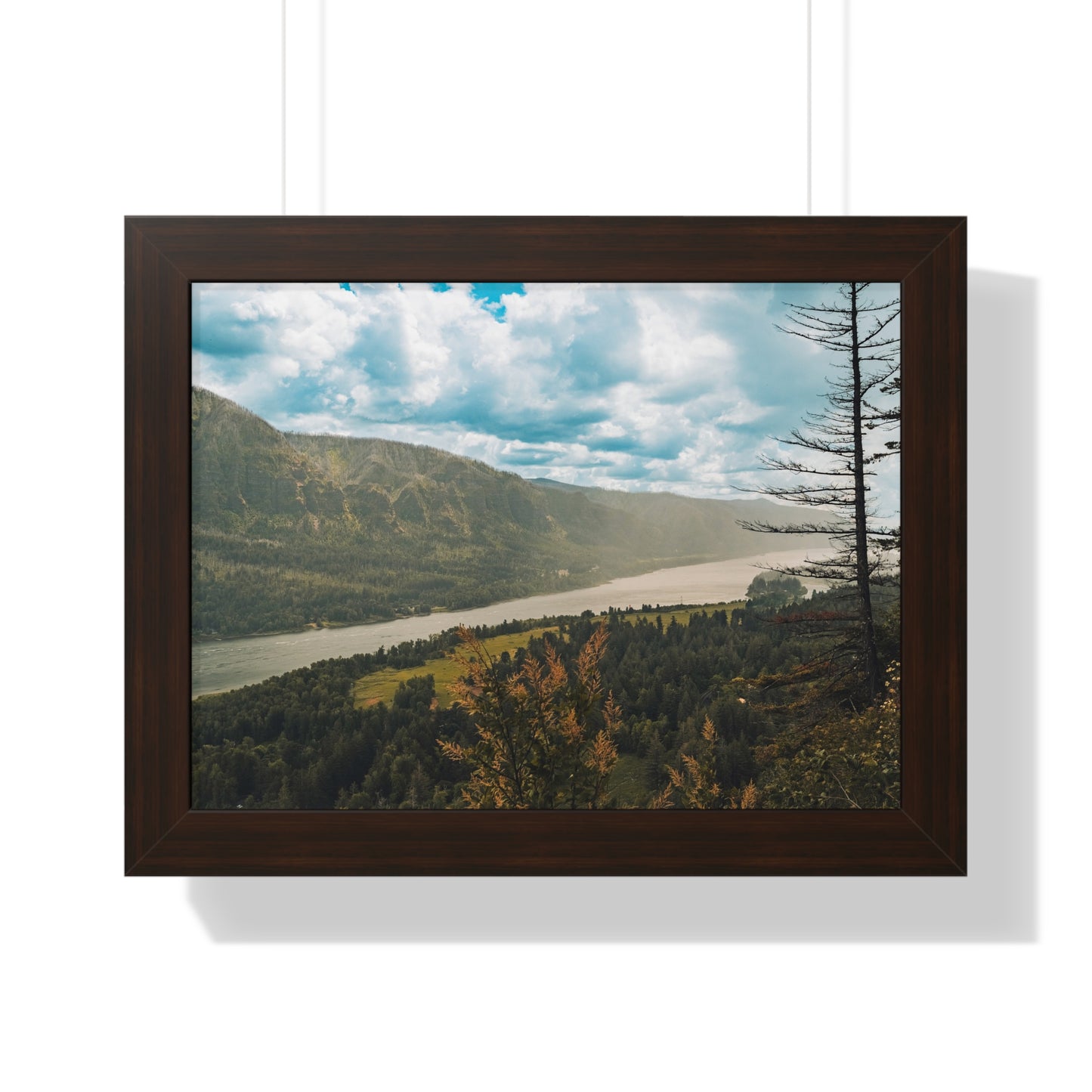 Washington - Beacon Rock Overlook - Framed Horizontal Poster