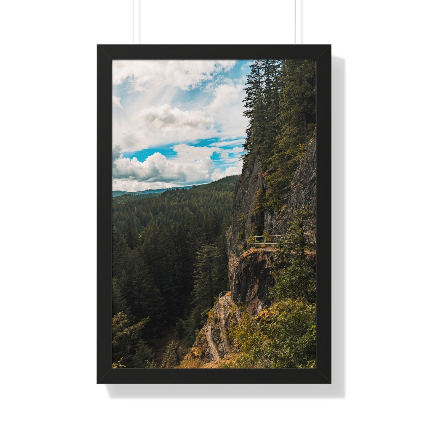 Washington - Beacon Rock View Point - Framed Vertical Poster