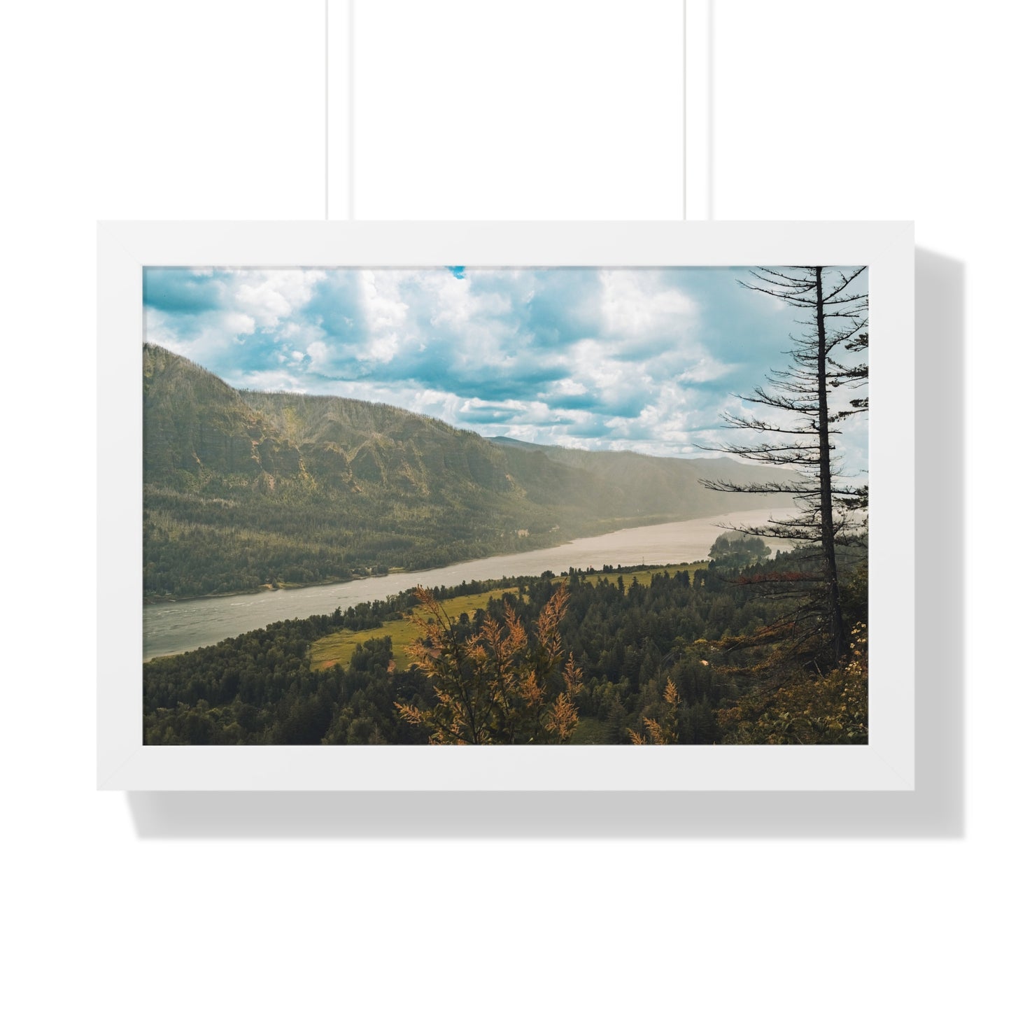 Washington - Beacon Rock Overlook - Framed Horizontal Poster