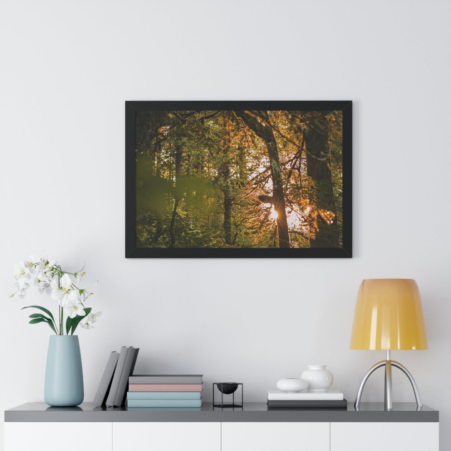 Oregon - Latourell Falls Sunset - Framed Horizontal Poster