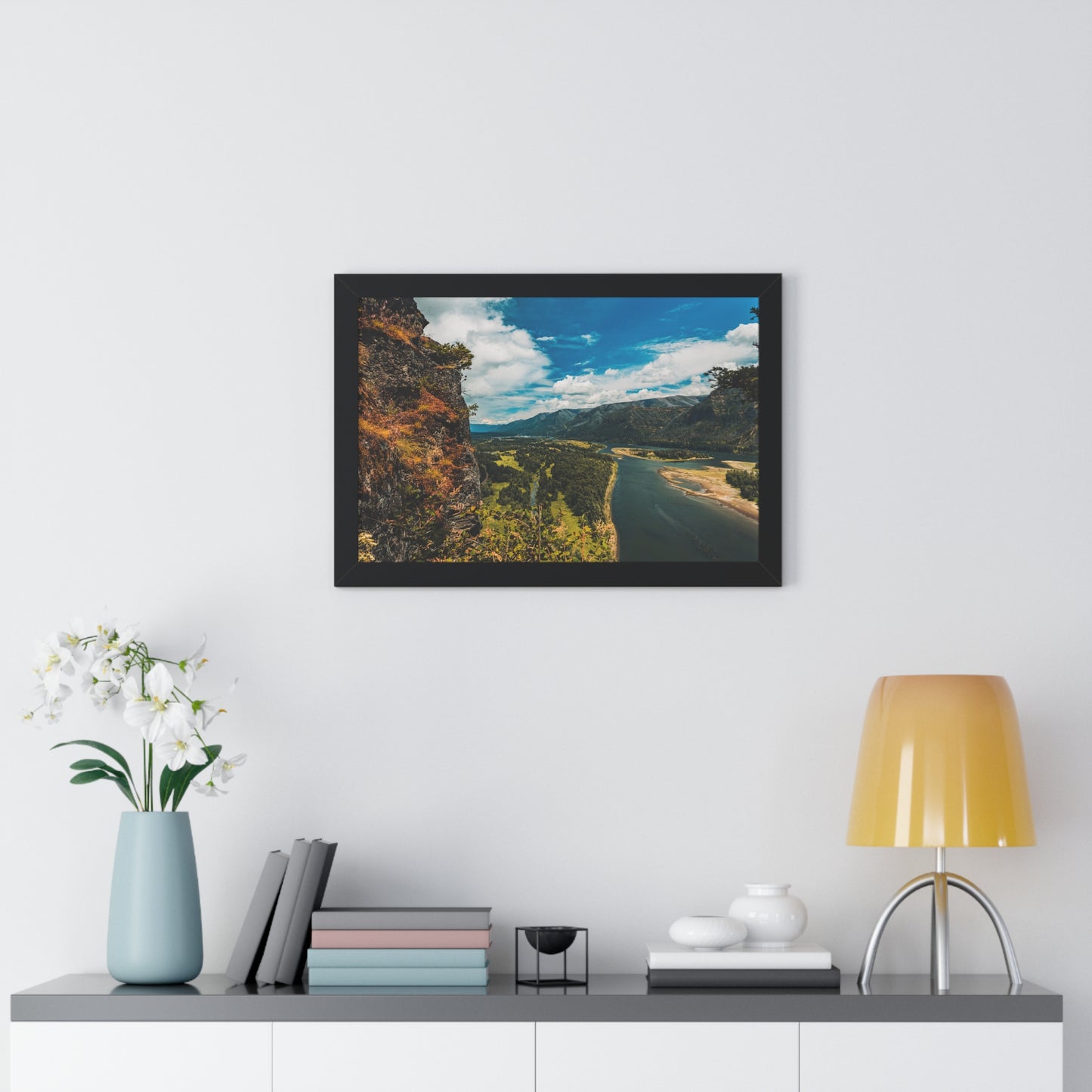 Washington - Beacon Rock - Framed Horizontal Poster