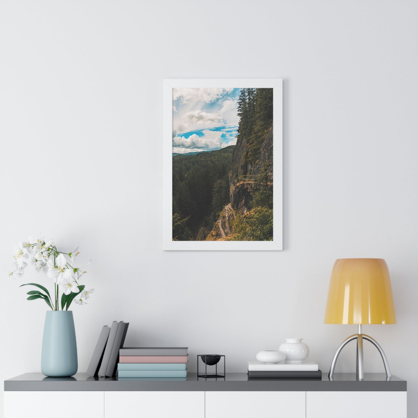 Washington - Beacon Rock View Point - Framed Vertical Poster