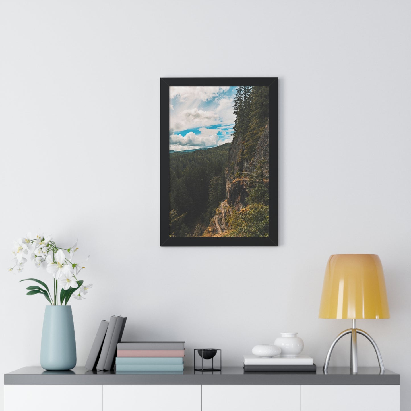Washington - Beacon Rock View Point - Framed Vertical Poster