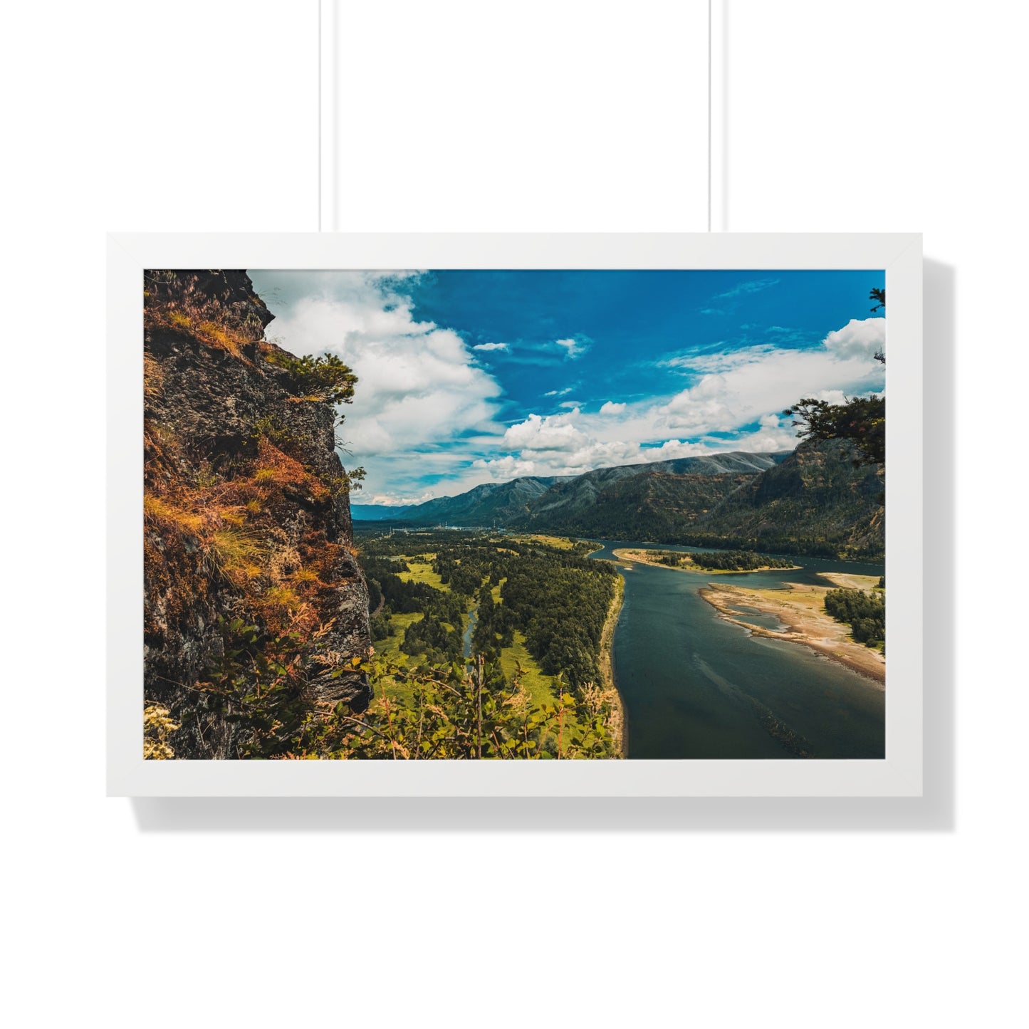 Washington - Beacon Rock - Framed Horizontal Poster