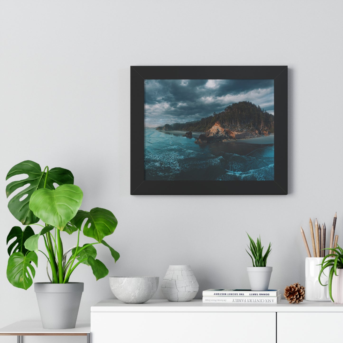 Oregon - Hug Point View - Framed Horizontal Poster
