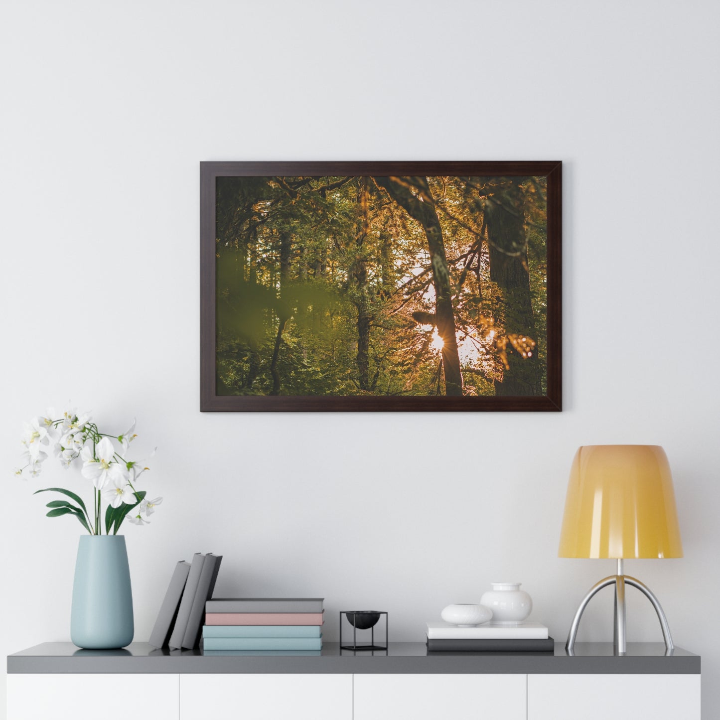 Oregon - Latourell Falls Sunset - Framed Horizontal Poster