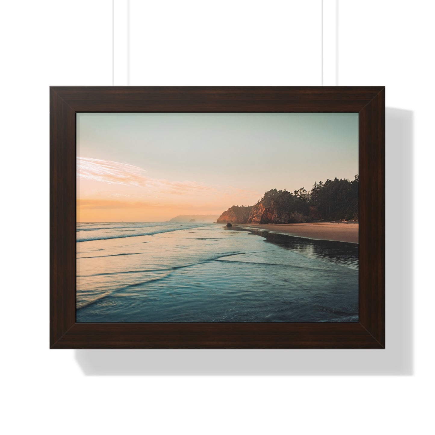 Oregon - Hug Point Sunset - Framed Horizontal Poster