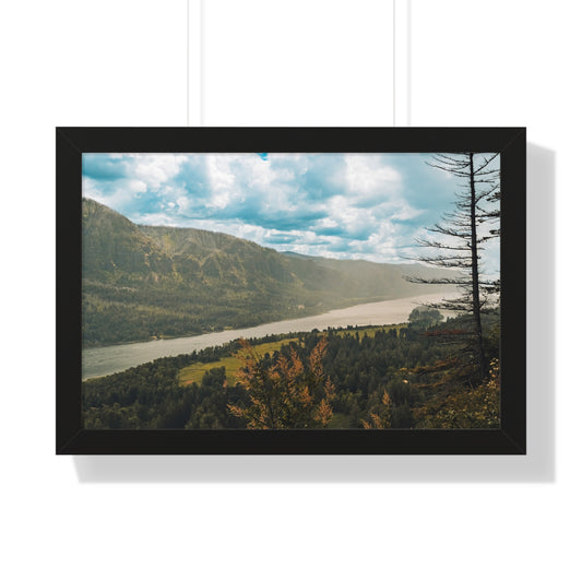 Washington - Beacon Rock Overlook - Framed Horizontal Poster