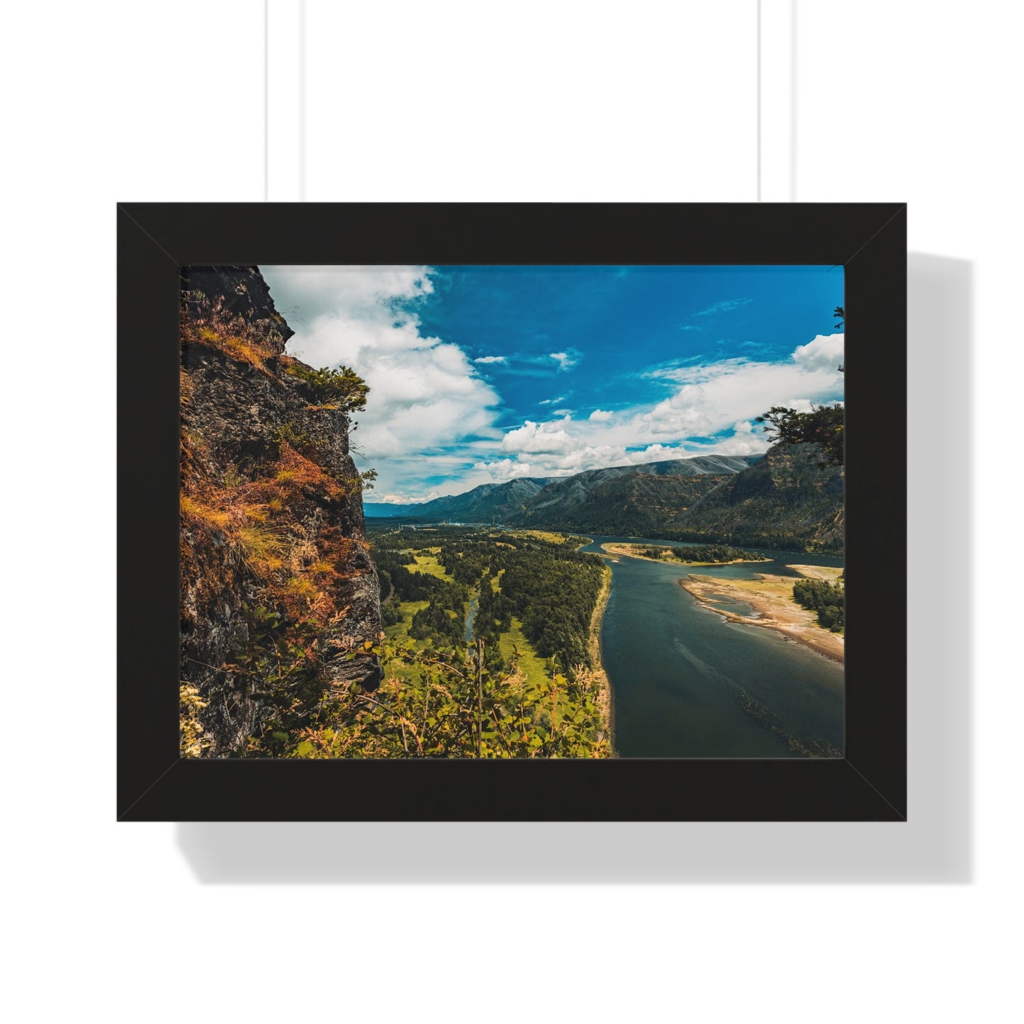 Washington - Beacon Rock - Framed Horizontal Poster