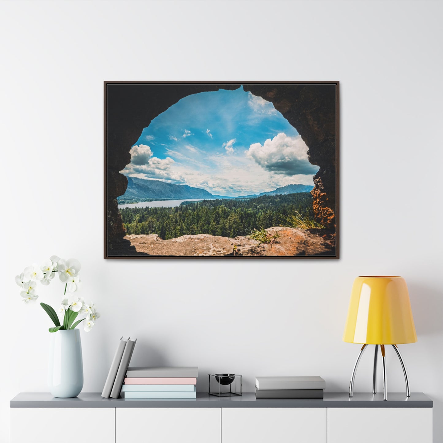 Washington - Beacon Rock View - Gallery Canvas Wrap, Horizontal Frame