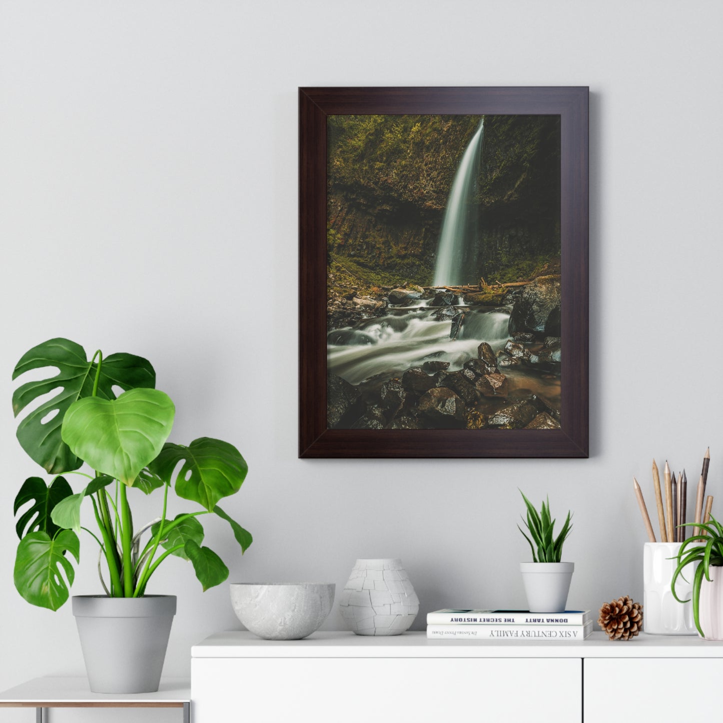 Oregon - Upper Latourell Falls - Framed Vertical Poster