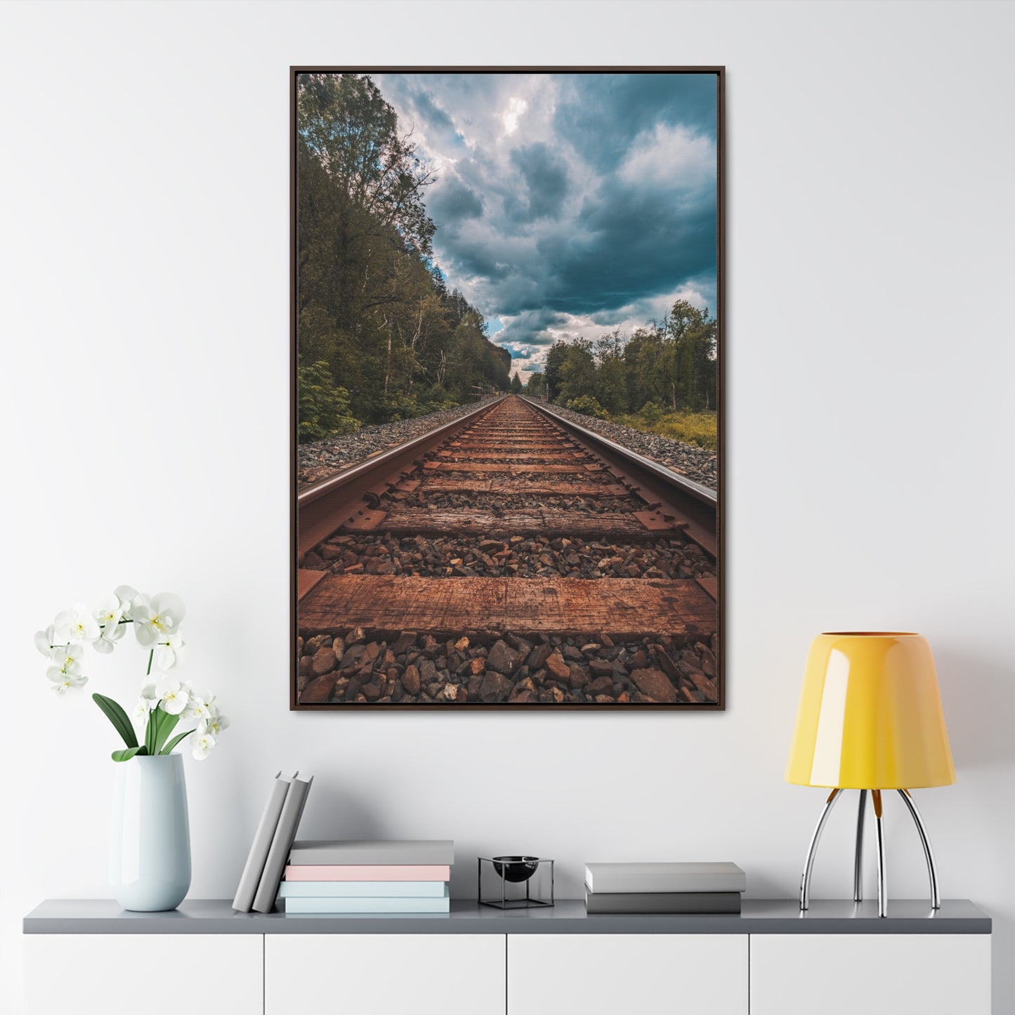 Oregon Train Tracks - Gallery Canvas Wraps, Vertical Frame