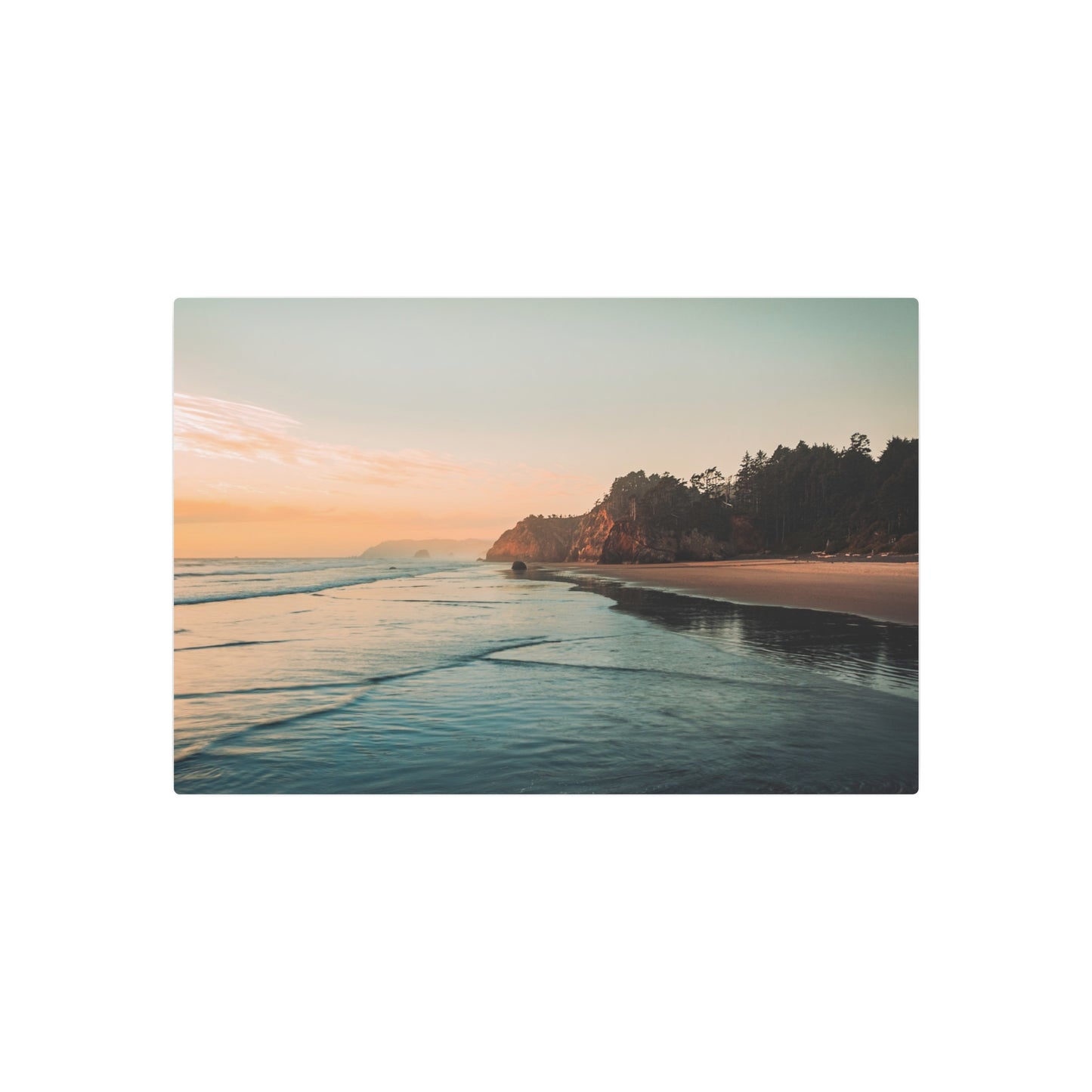 Oregon - Hug Point Sunset - Metal Art Sign