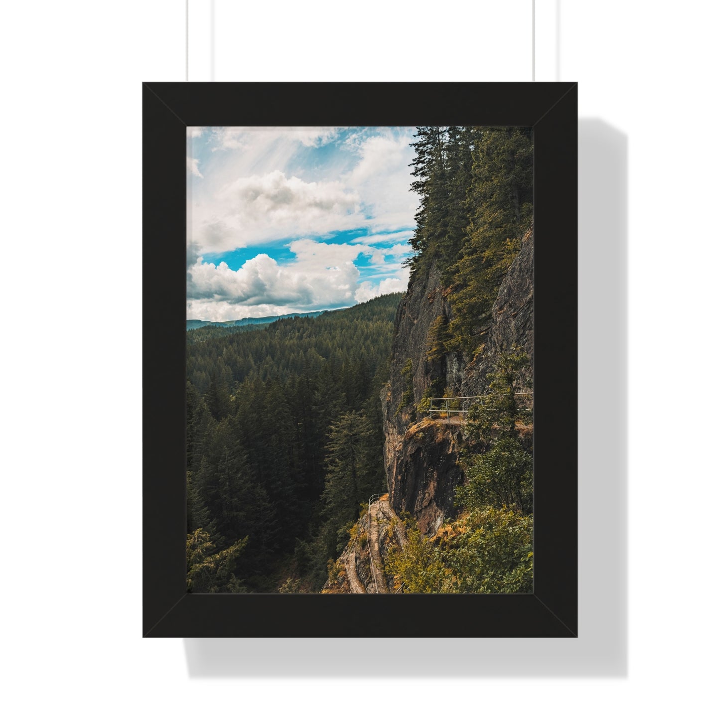 Washington - Beacon Rock View Point - Framed Vertical Poster