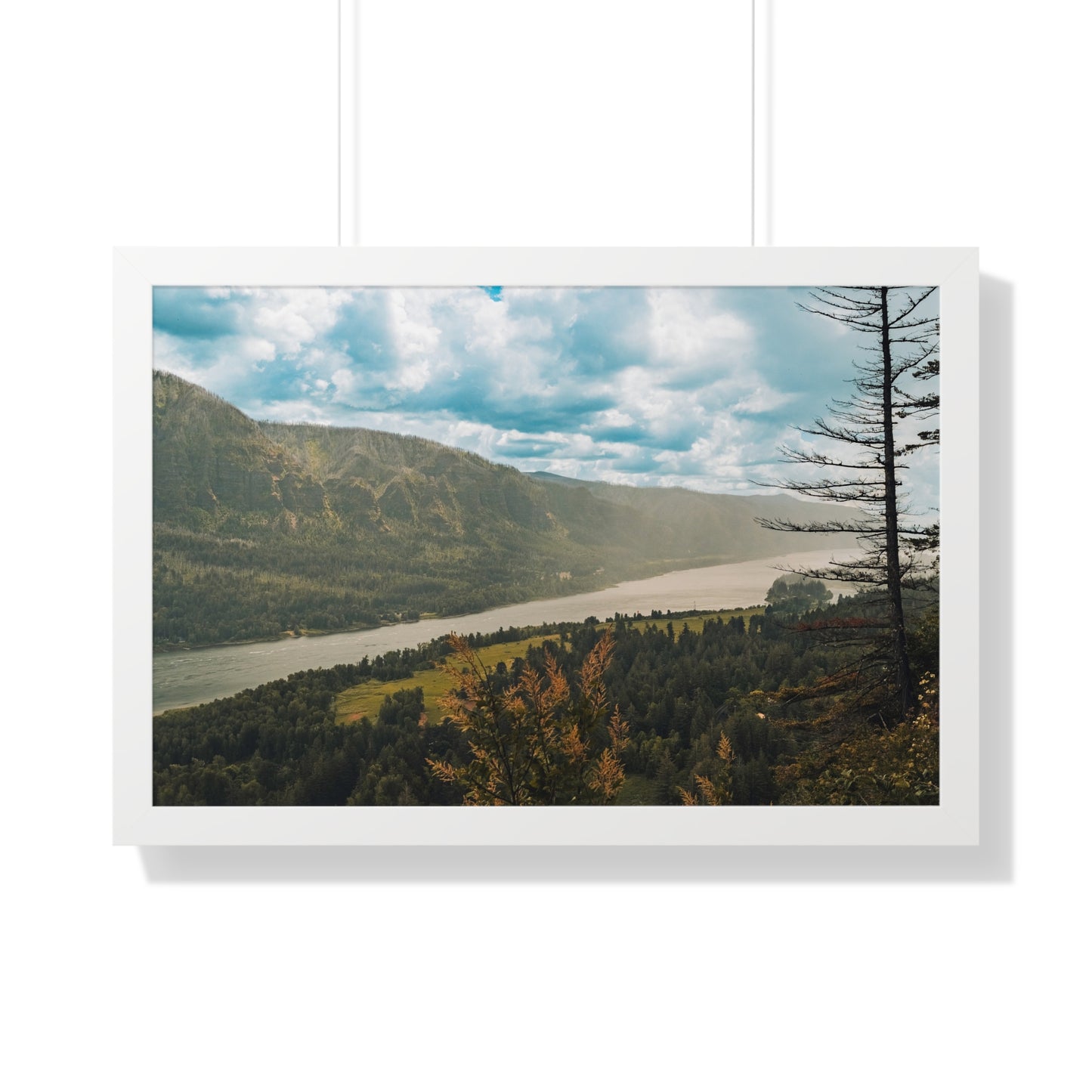 Washington - Beacon Rock Overlook - Framed Horizontal Poster