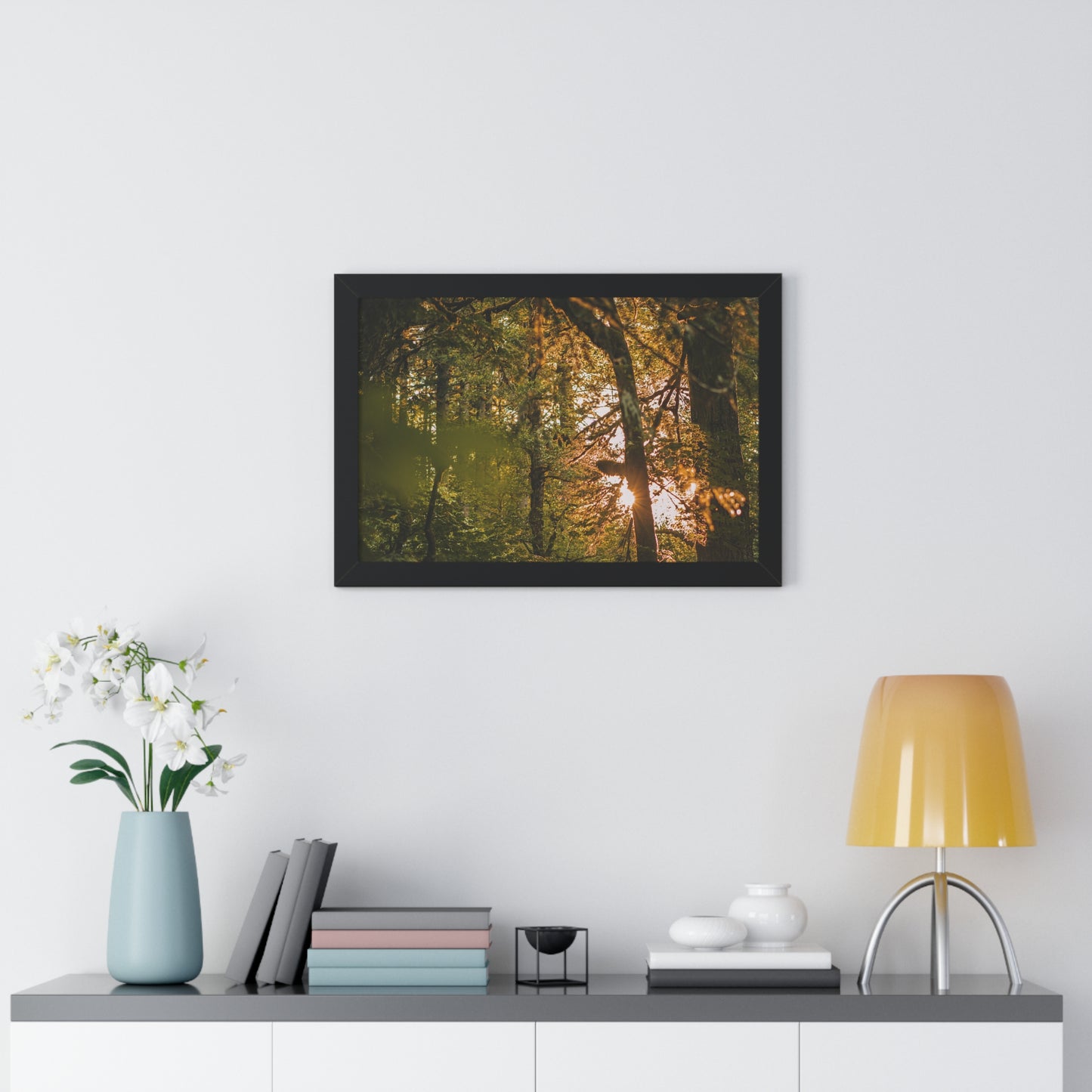Oregon - Latourell Falls Sunset - Framed Horizontal Poster