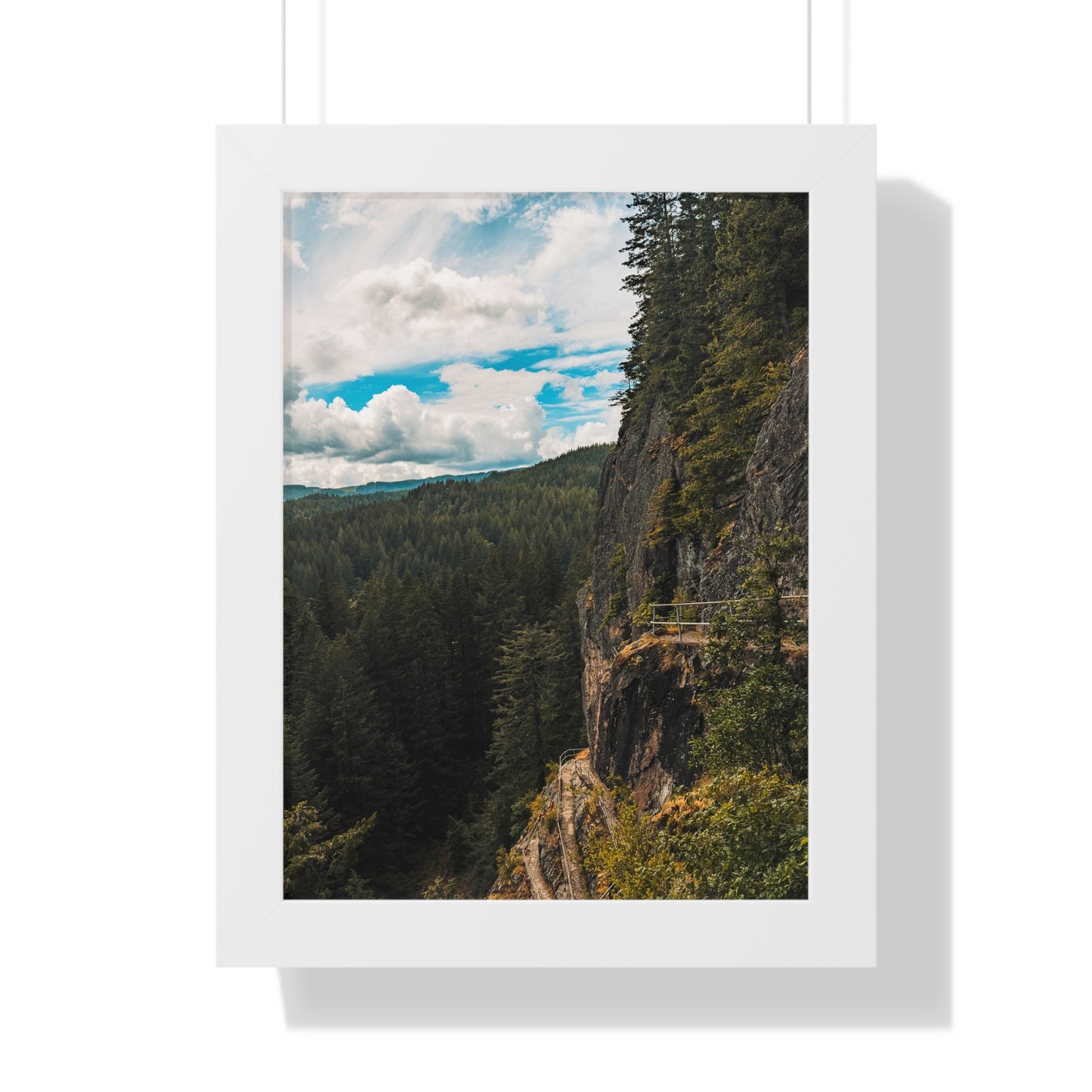 Washington - Beacon Rock View Point - Framed Vertical Poster