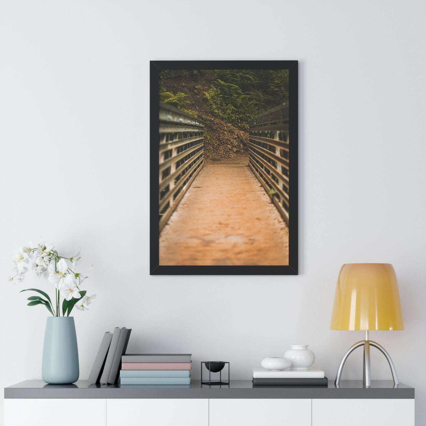 Oregon - Upper Latourell Falls Bridge - Framed Vertical Poster