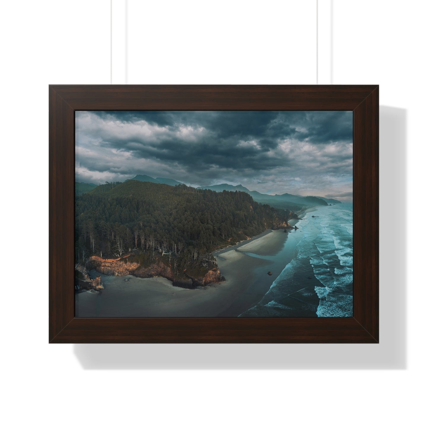 Oregon - Hug Point Sky View - Framed Horizontal Poster