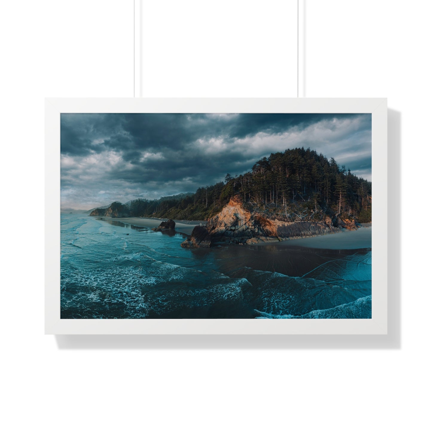 Oregon - Hug Point View - Framed Horizontal Poster